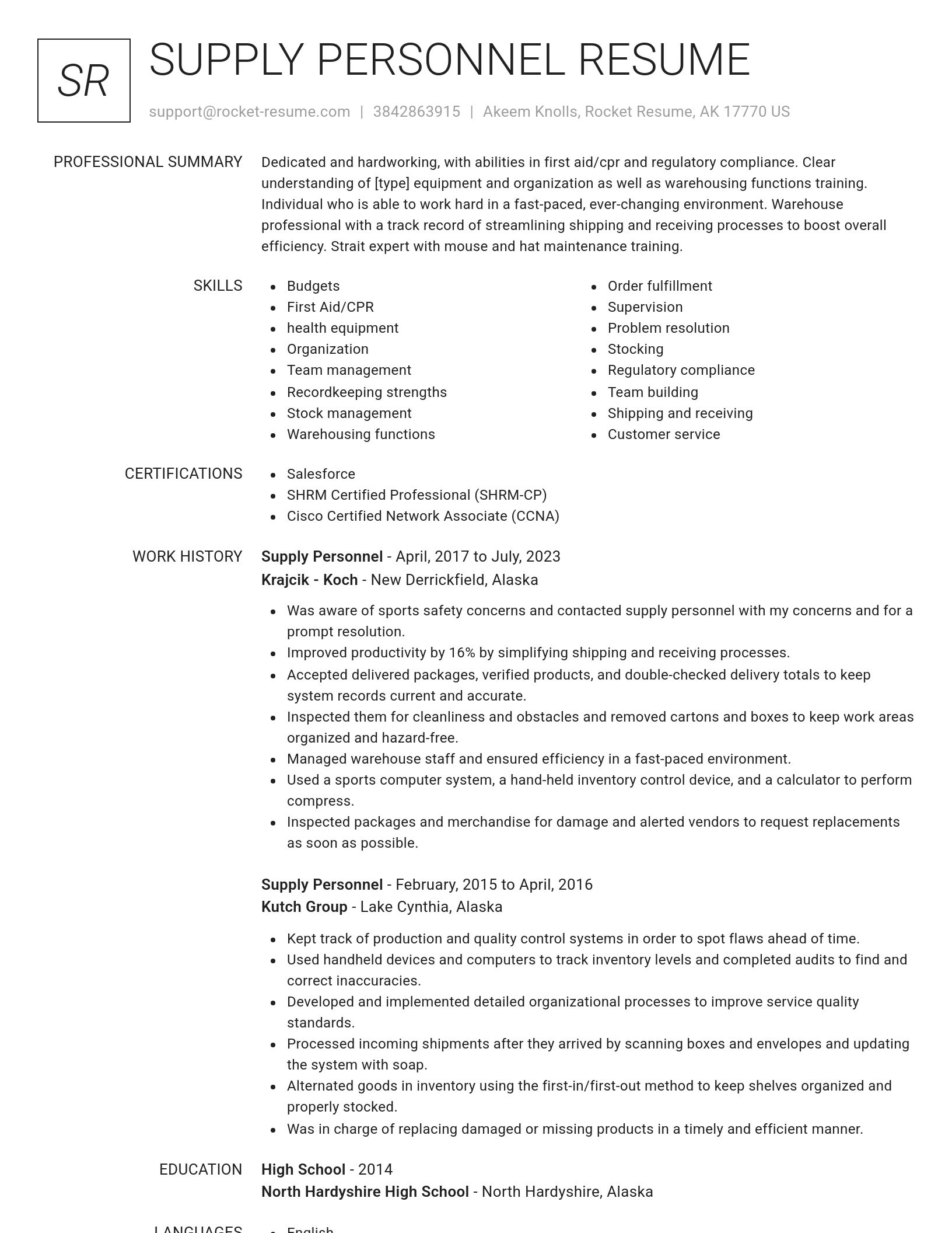 Renowned resume template