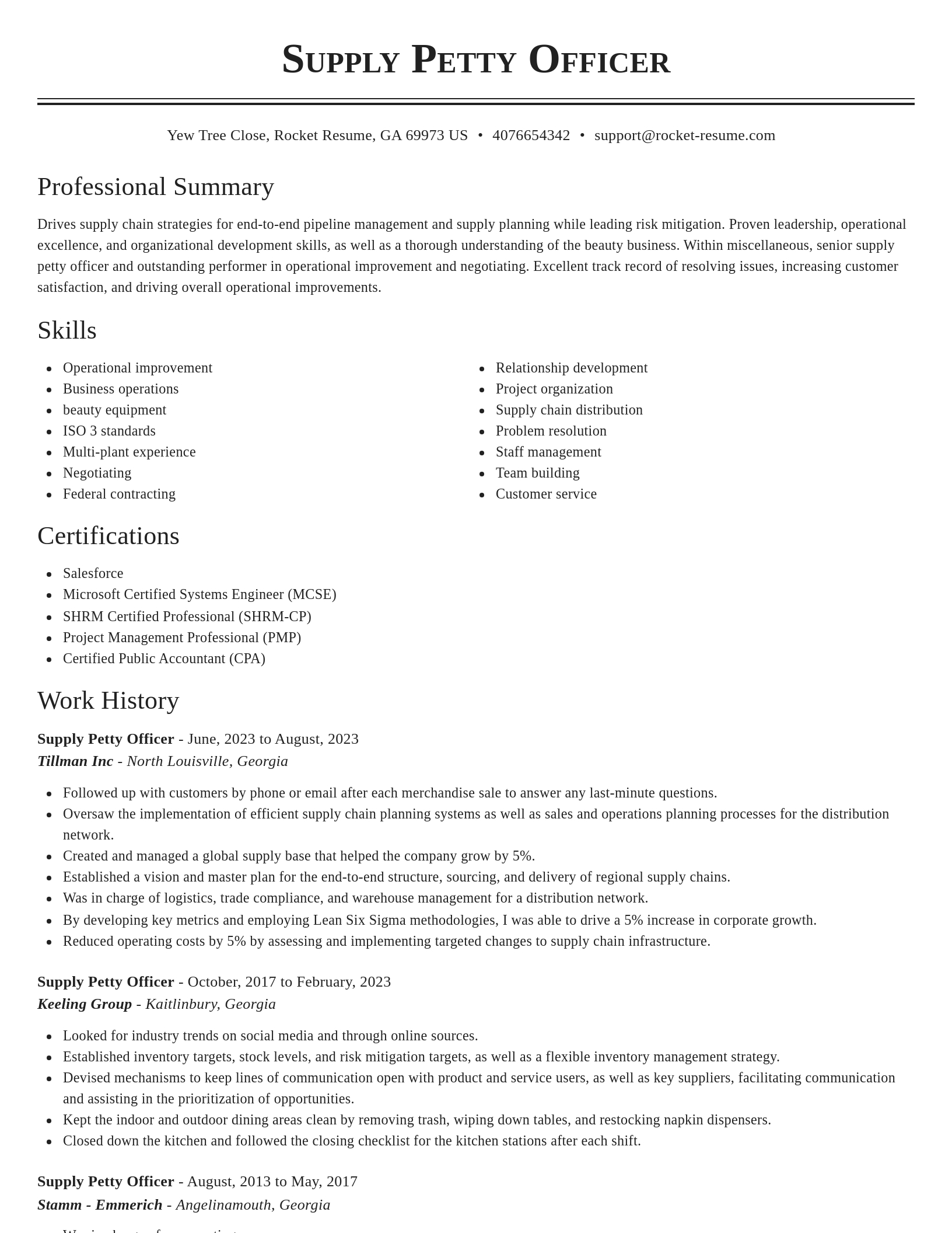 Classic resume template