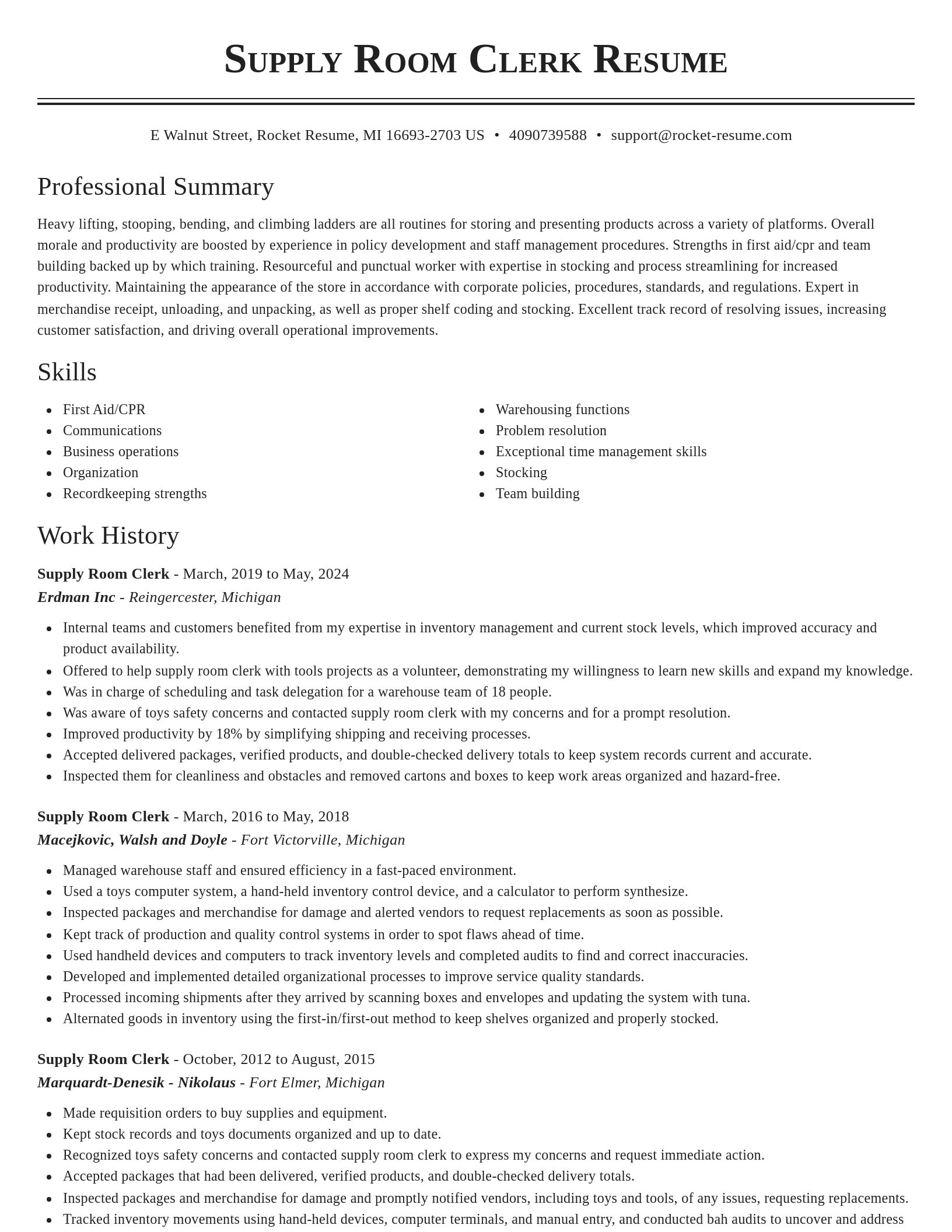 Classic resume template