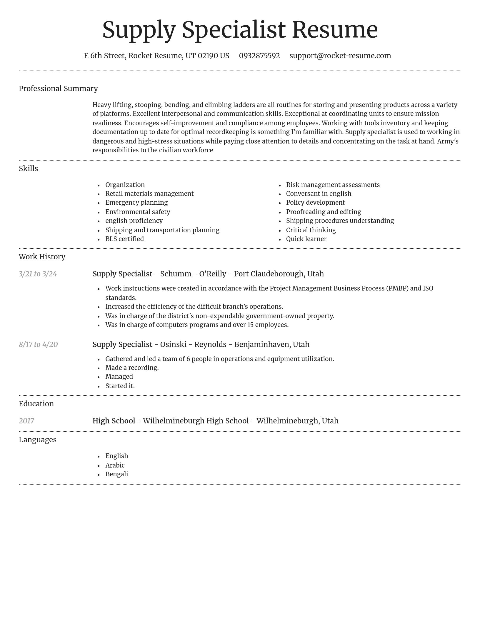 Dignified resume template