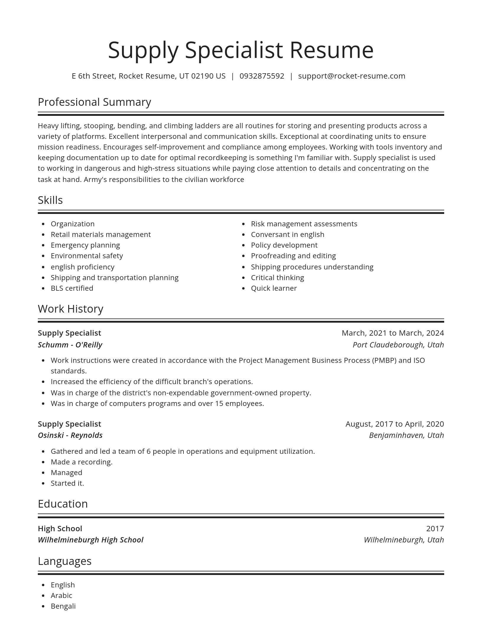 Spotlight resume template