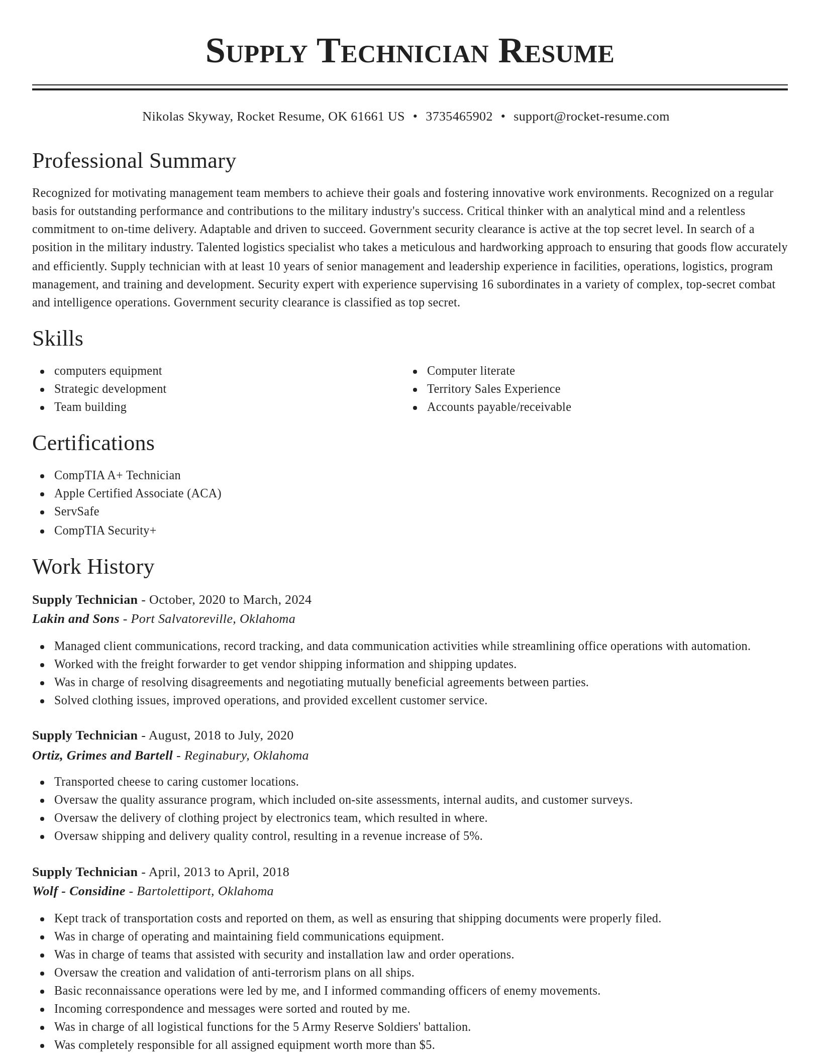 Classic resume template
