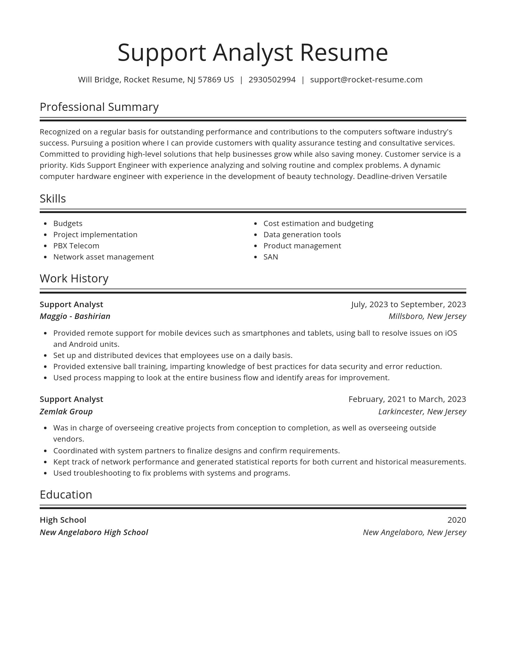 Spotlight resume template