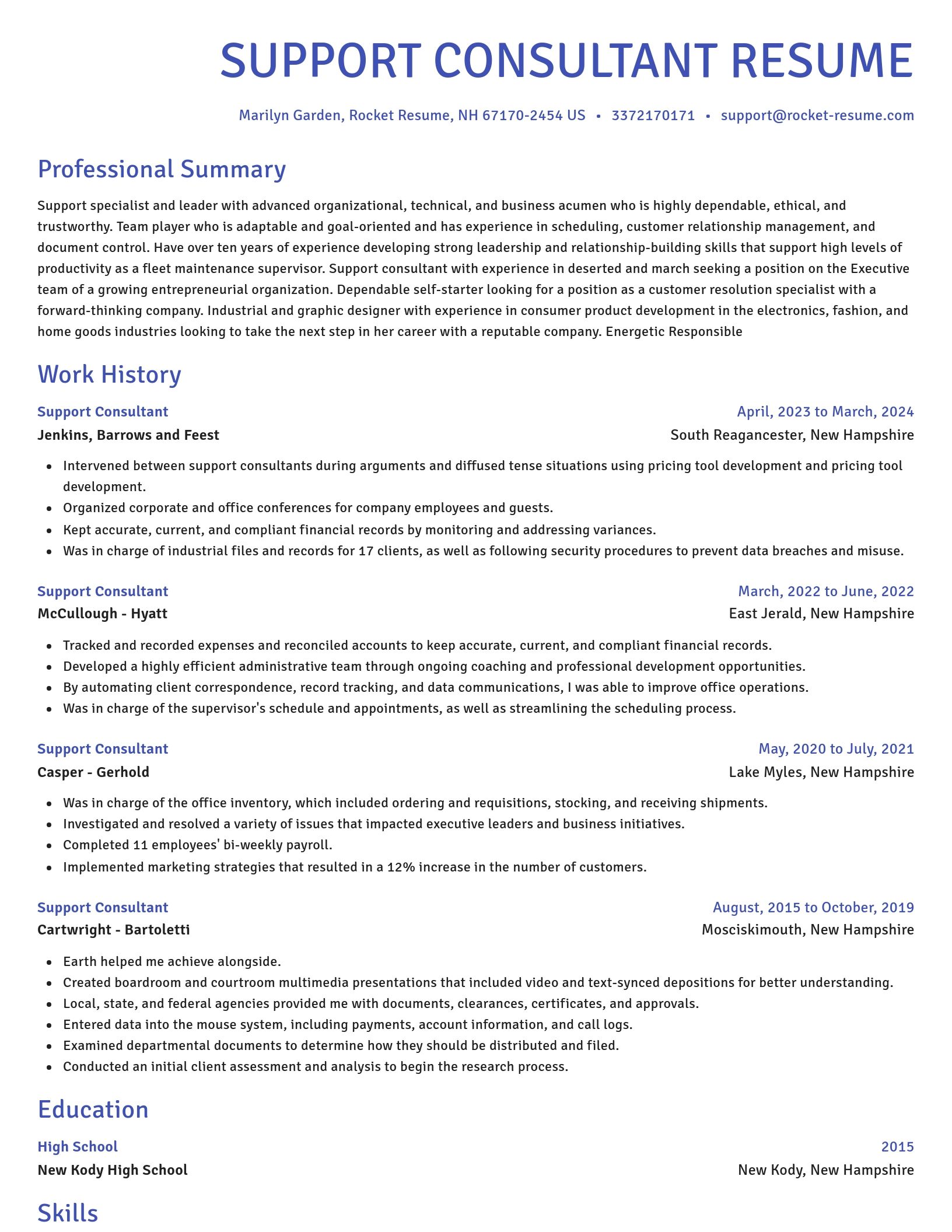 Novel resume template