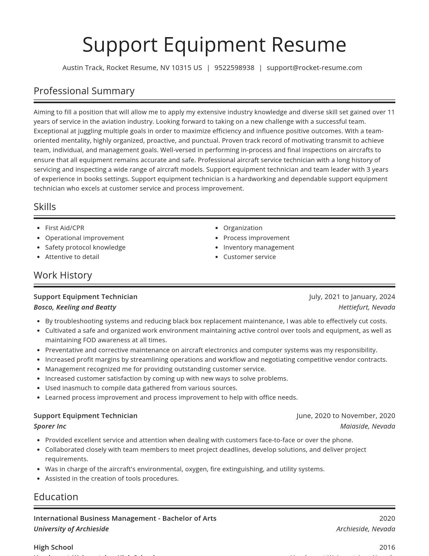 Spotlight resume template