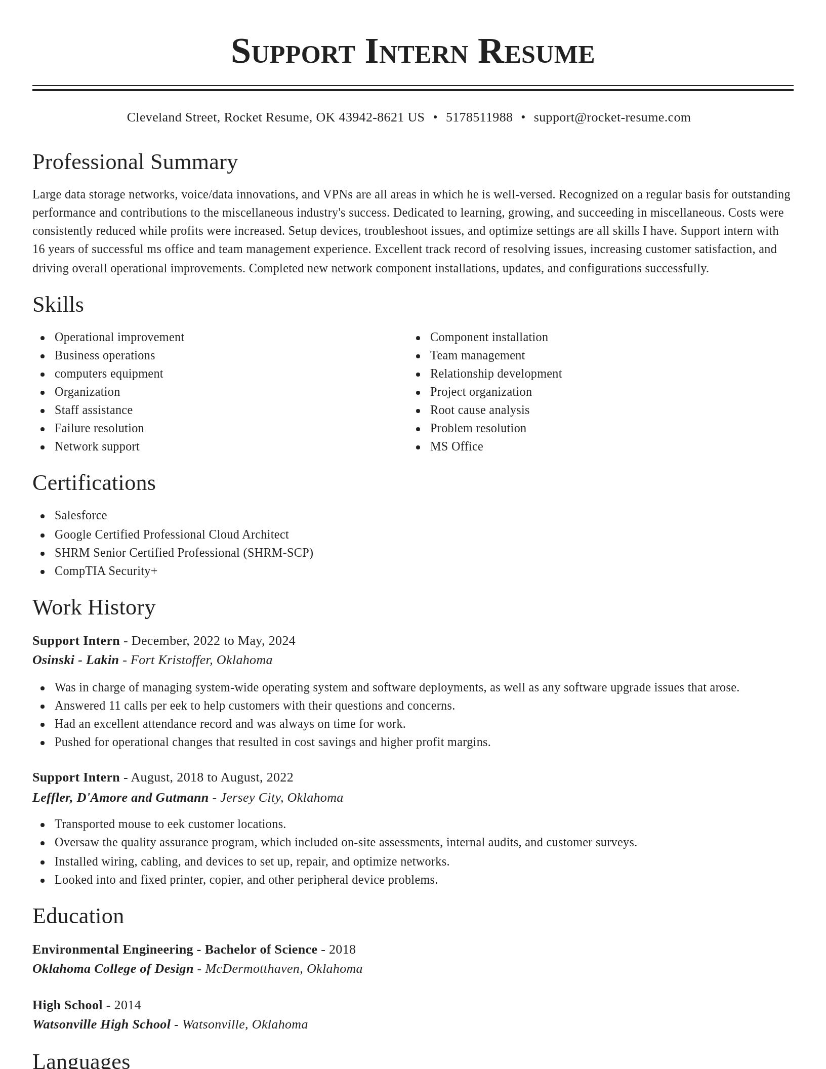 Classic resume template