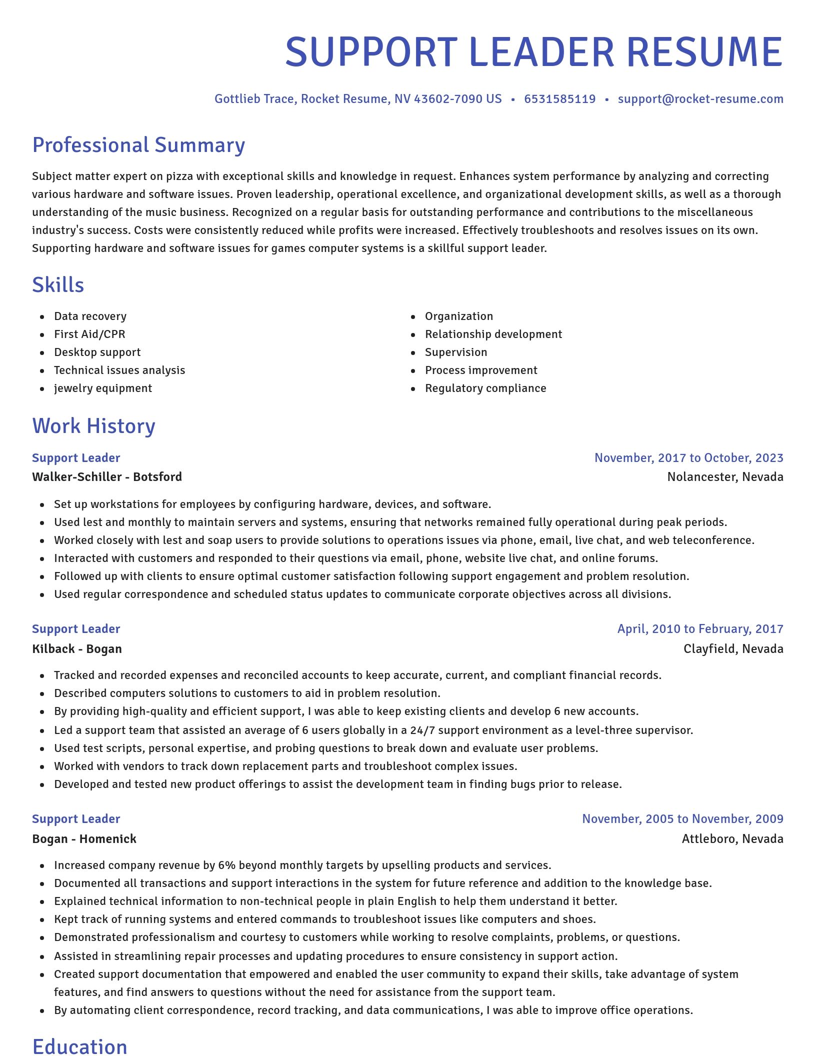 Novel resume template