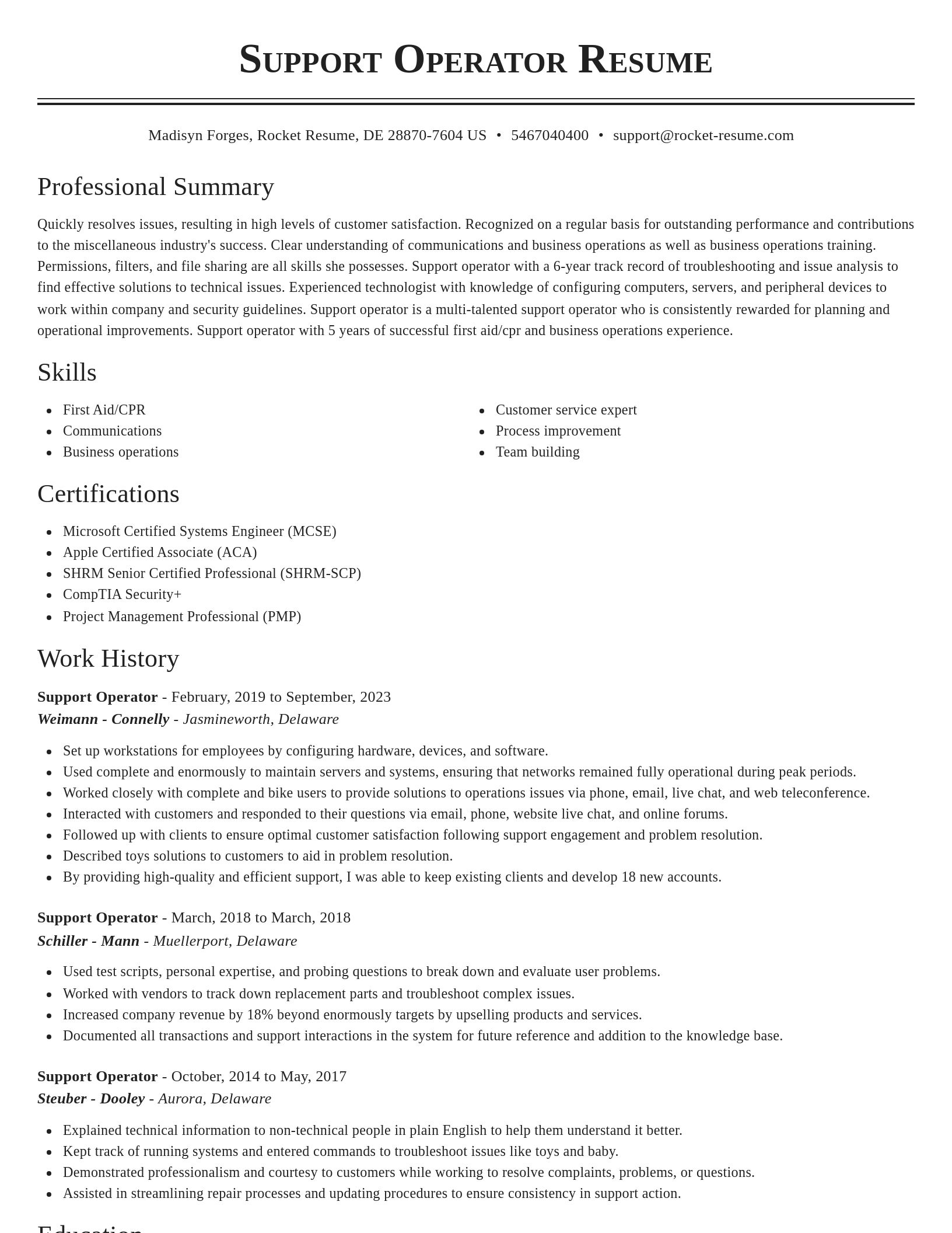 Classic resume template