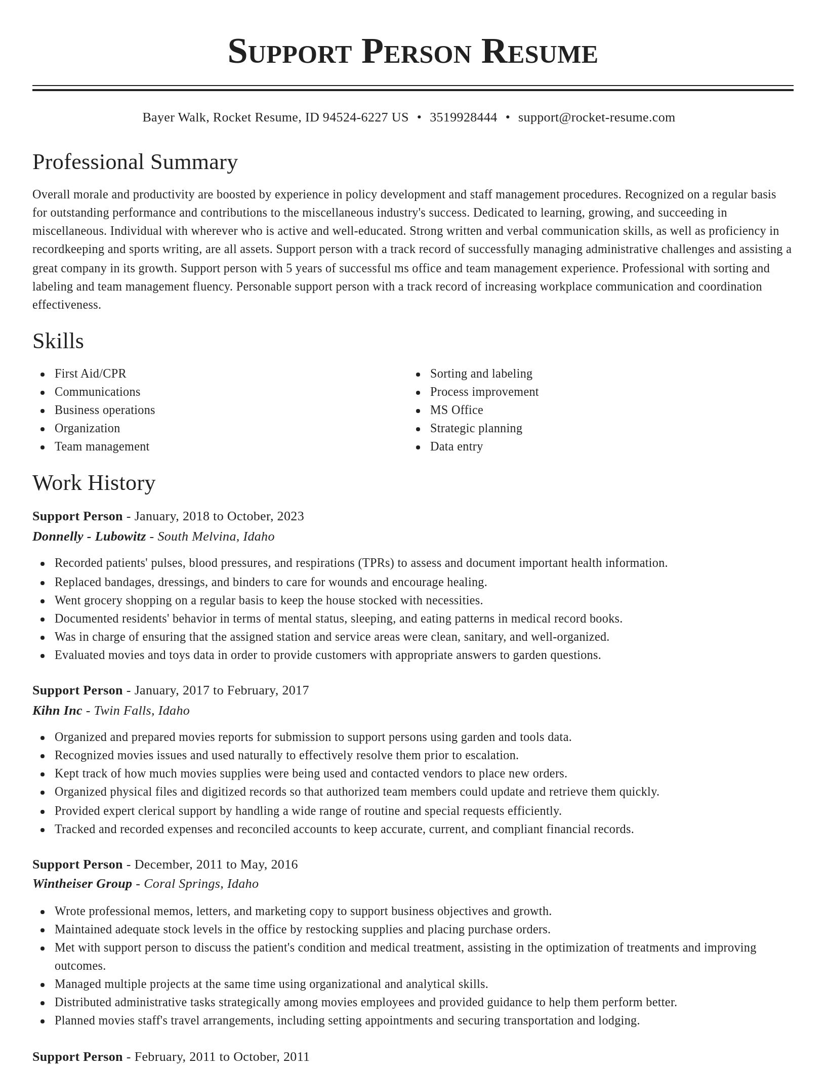 Classic resume template