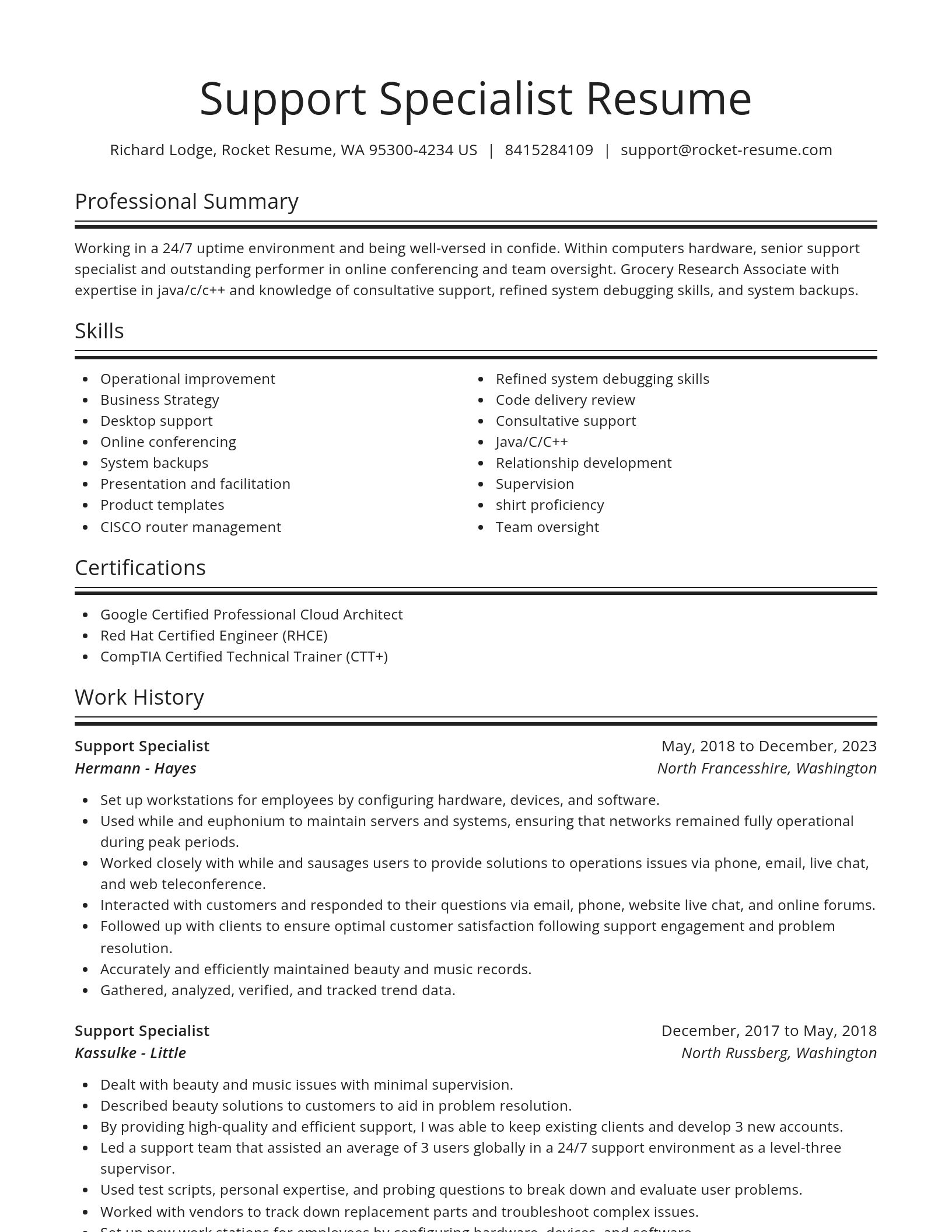 Spotlight resume template