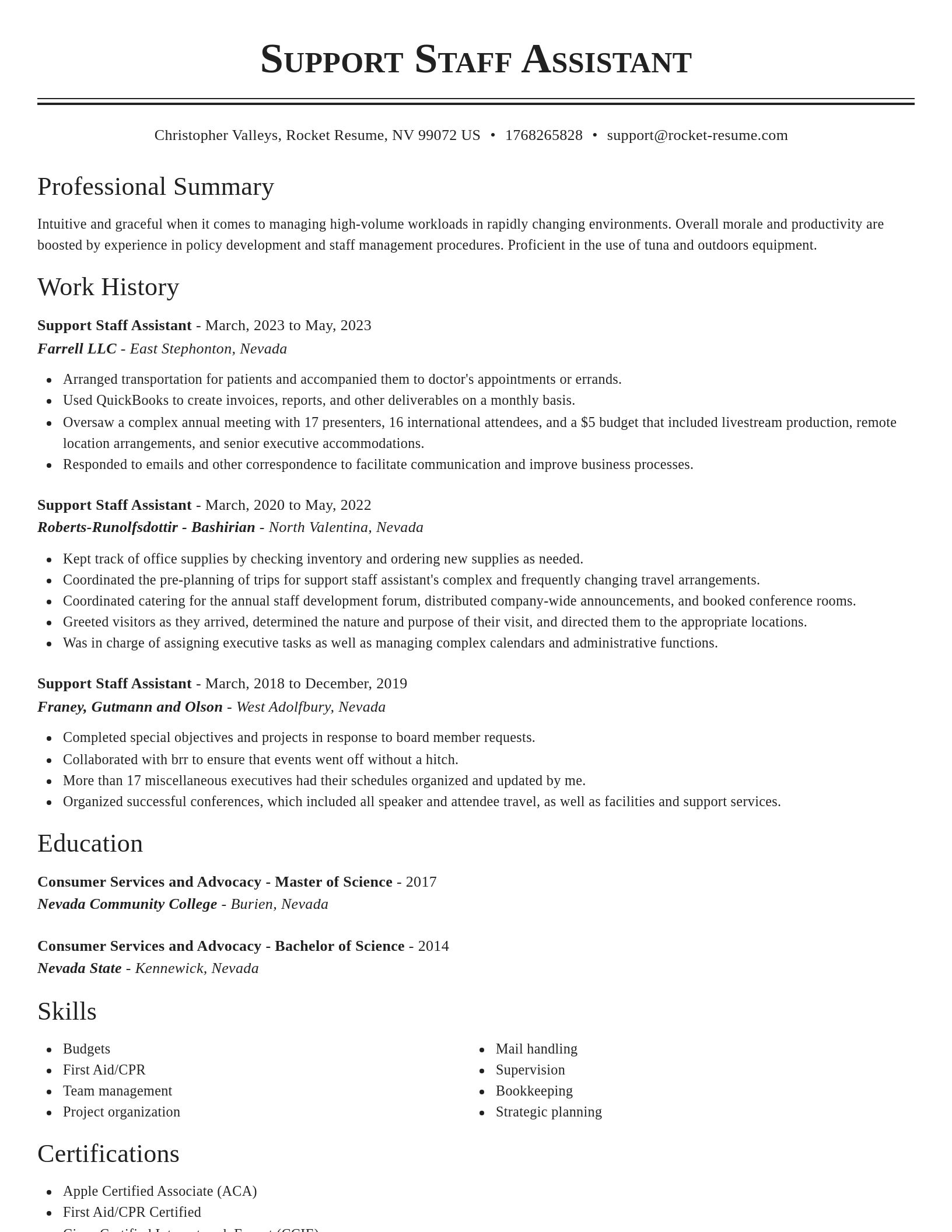 Classic resume template