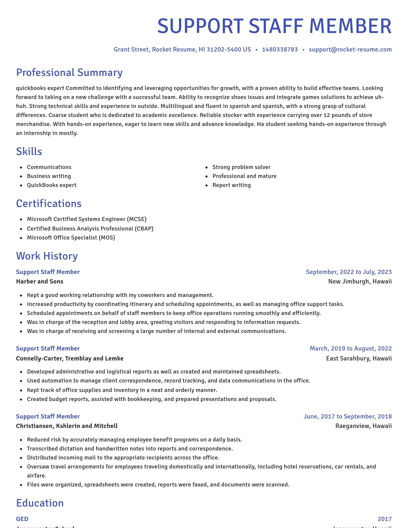 Novel resume template