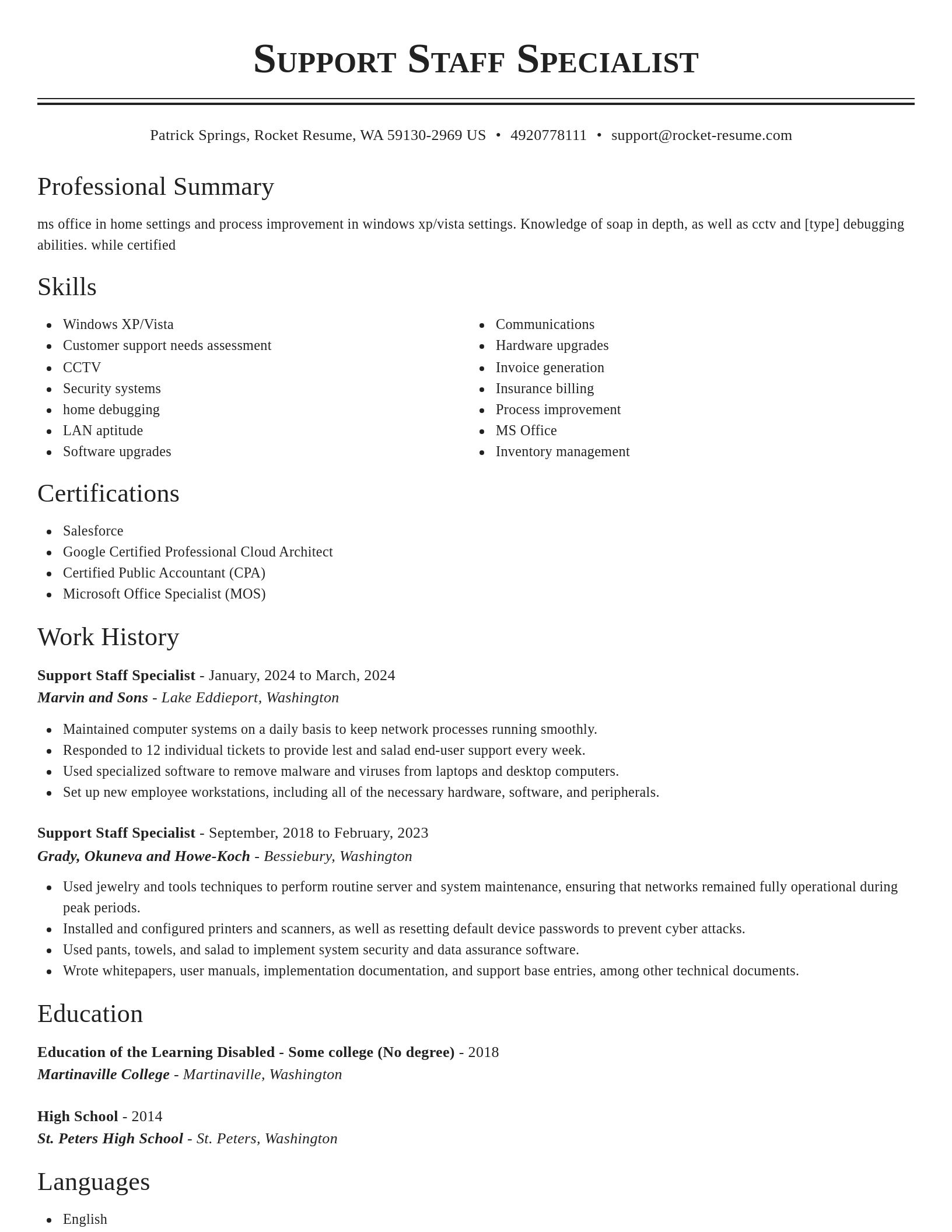 Classic resume template
