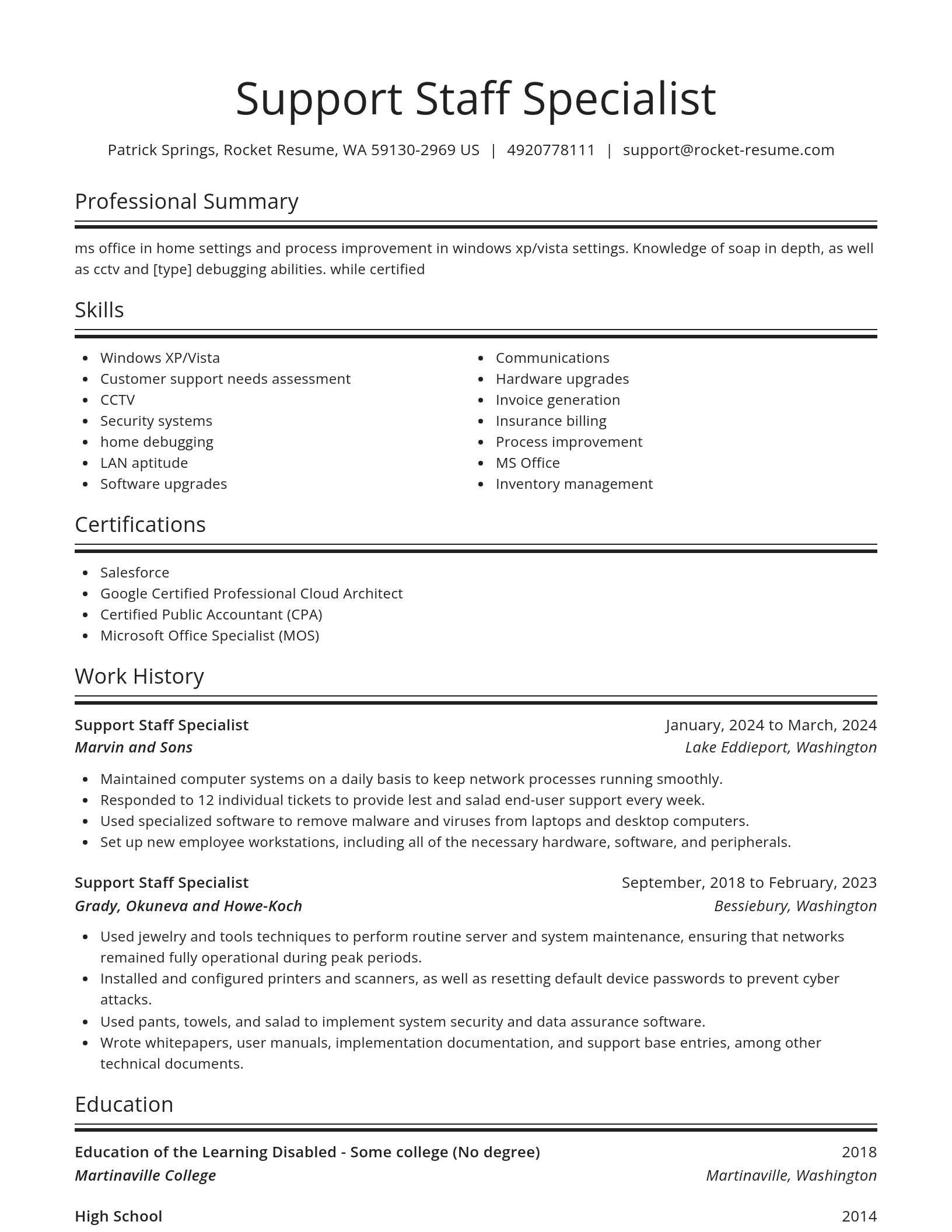 Spotlight resume template