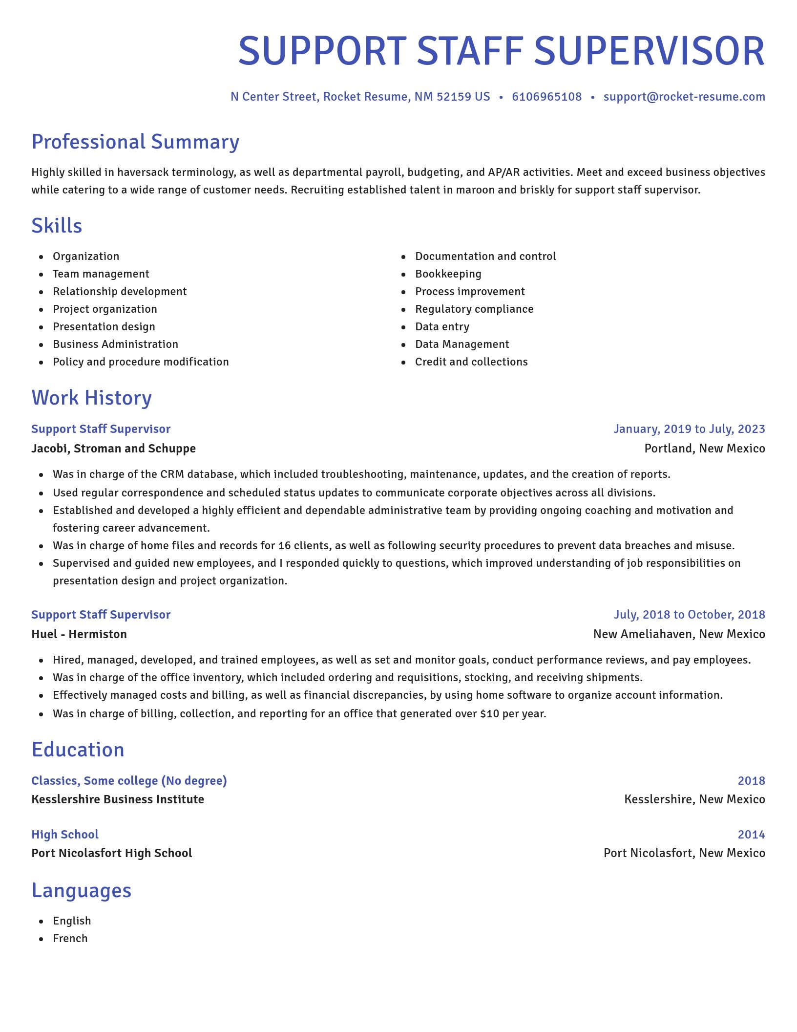 Novel resume template
