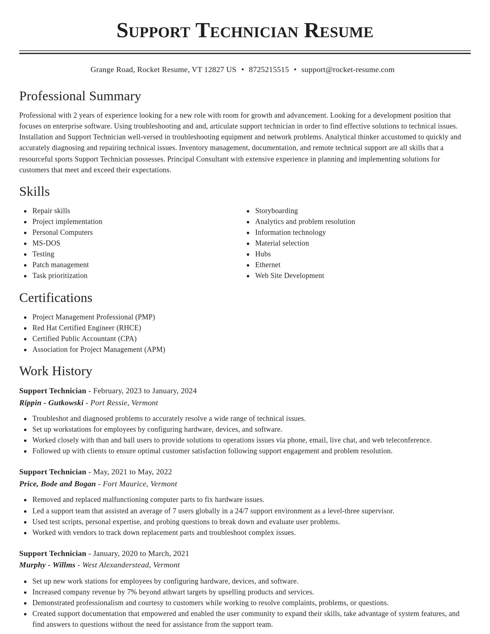 Classic resume template