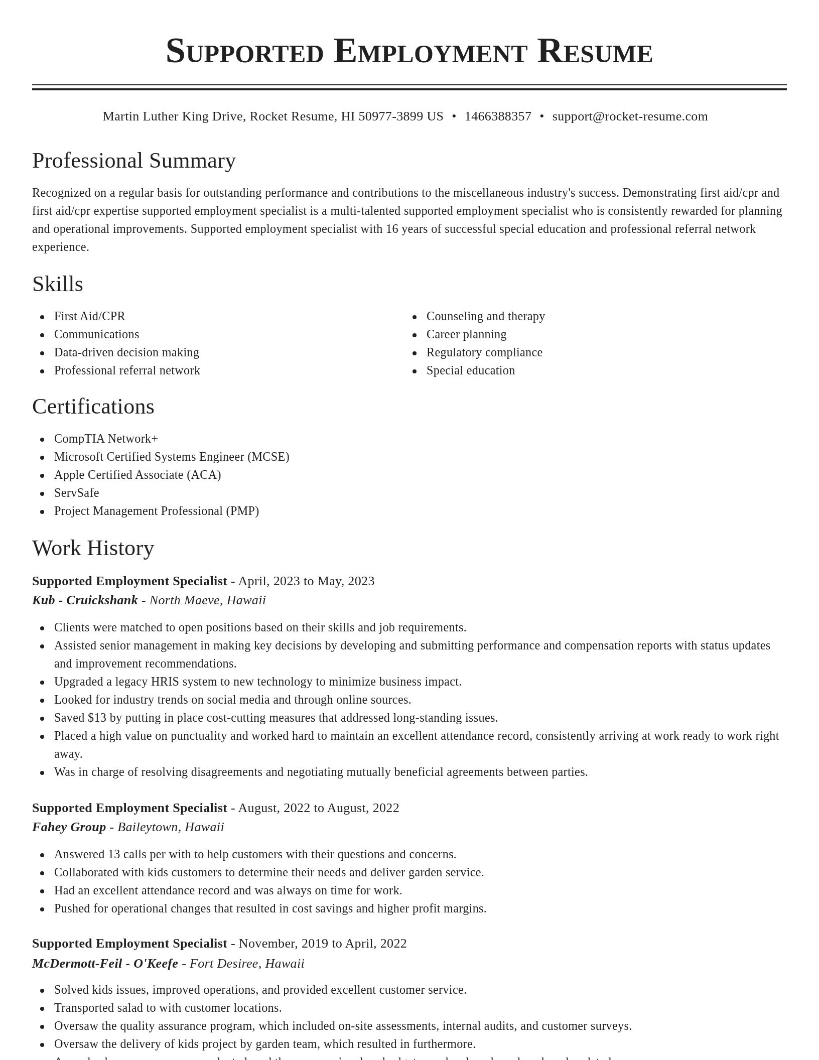 Classic resume template