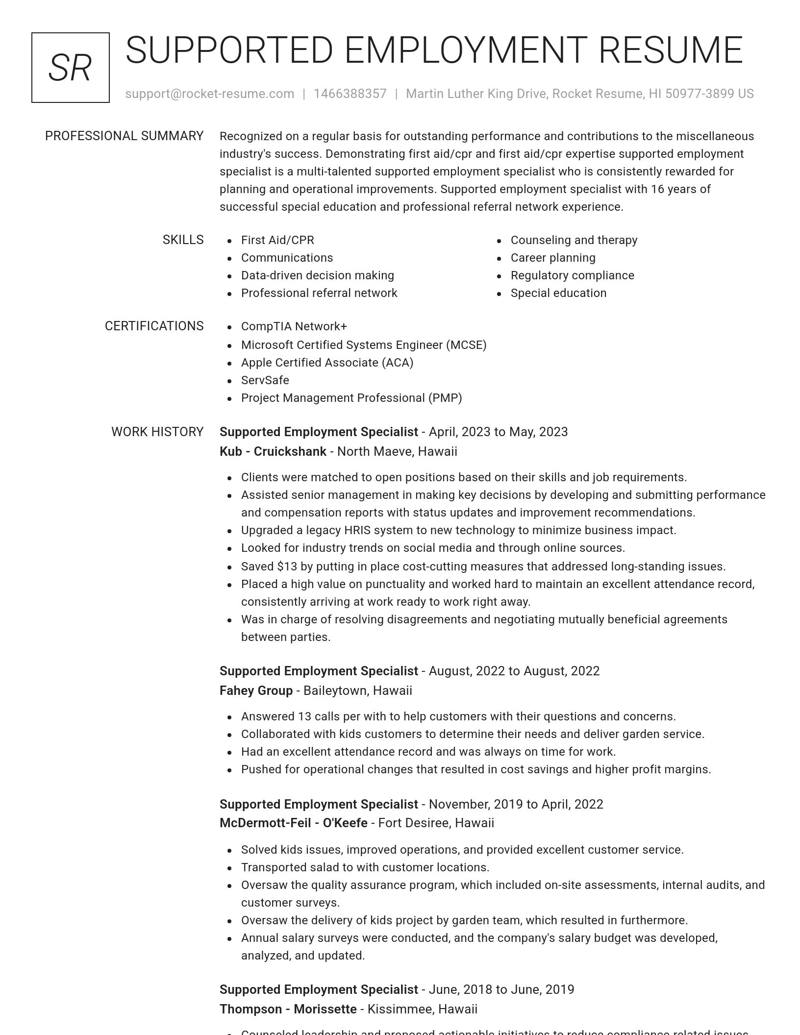Renowned resume template