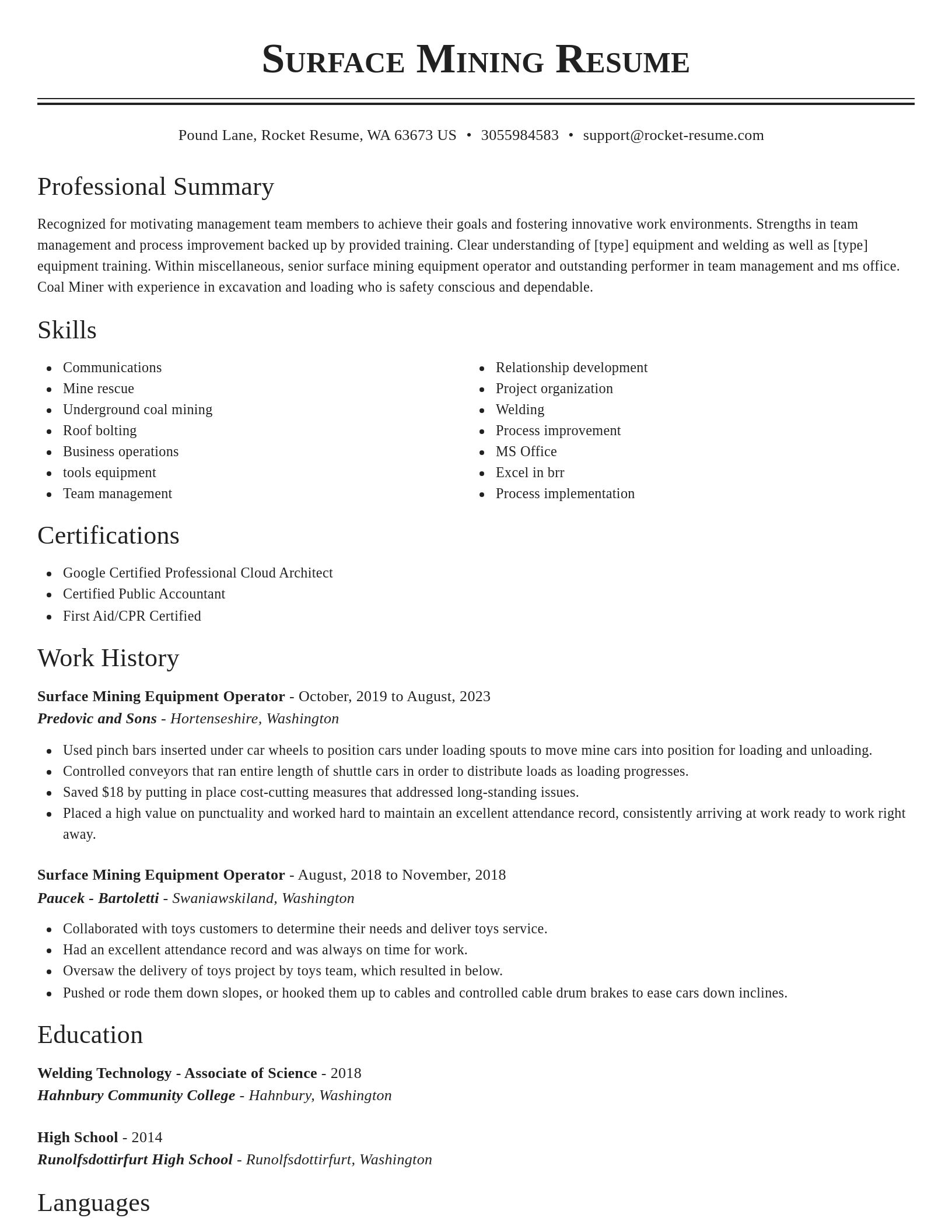 Classic resume template