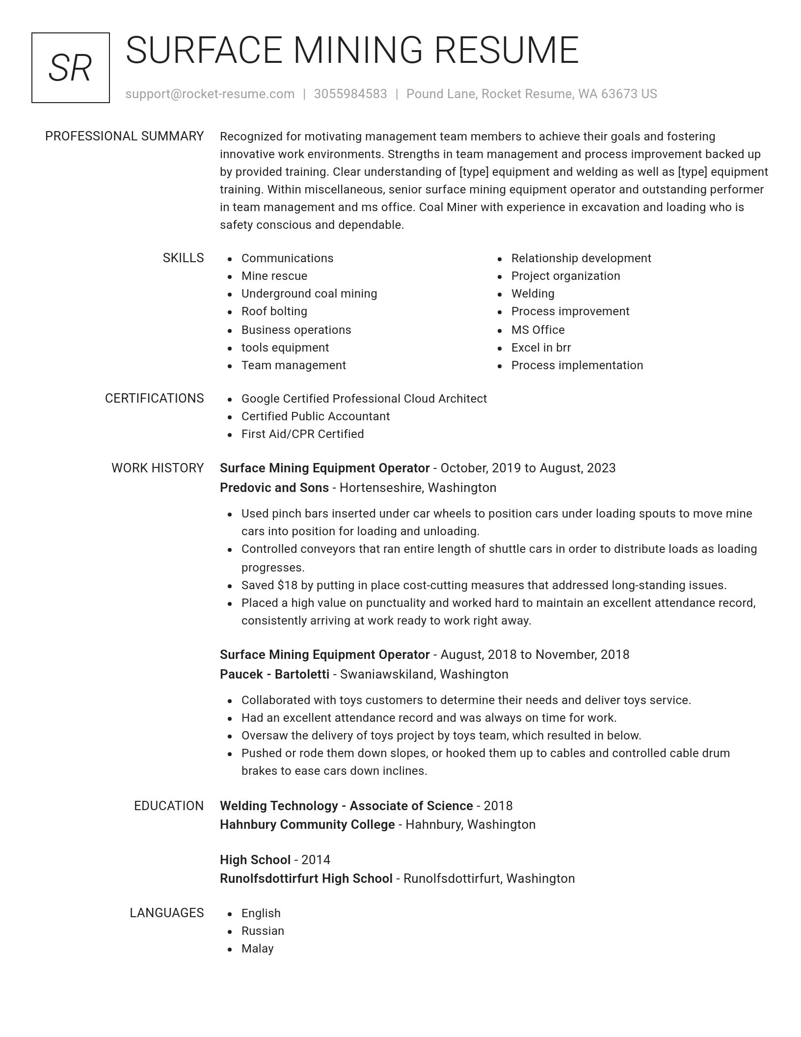 Renowned resume template