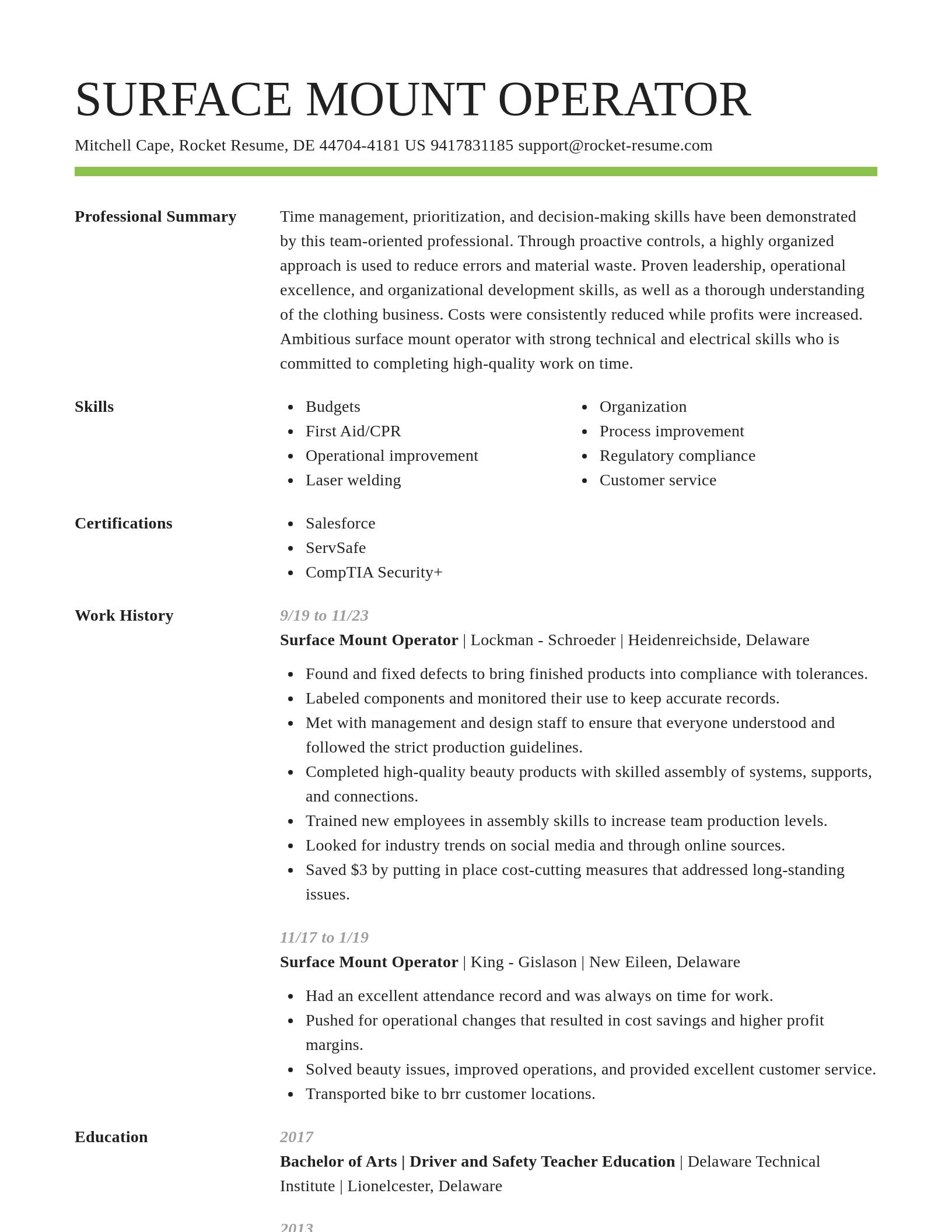 Smart resume template
