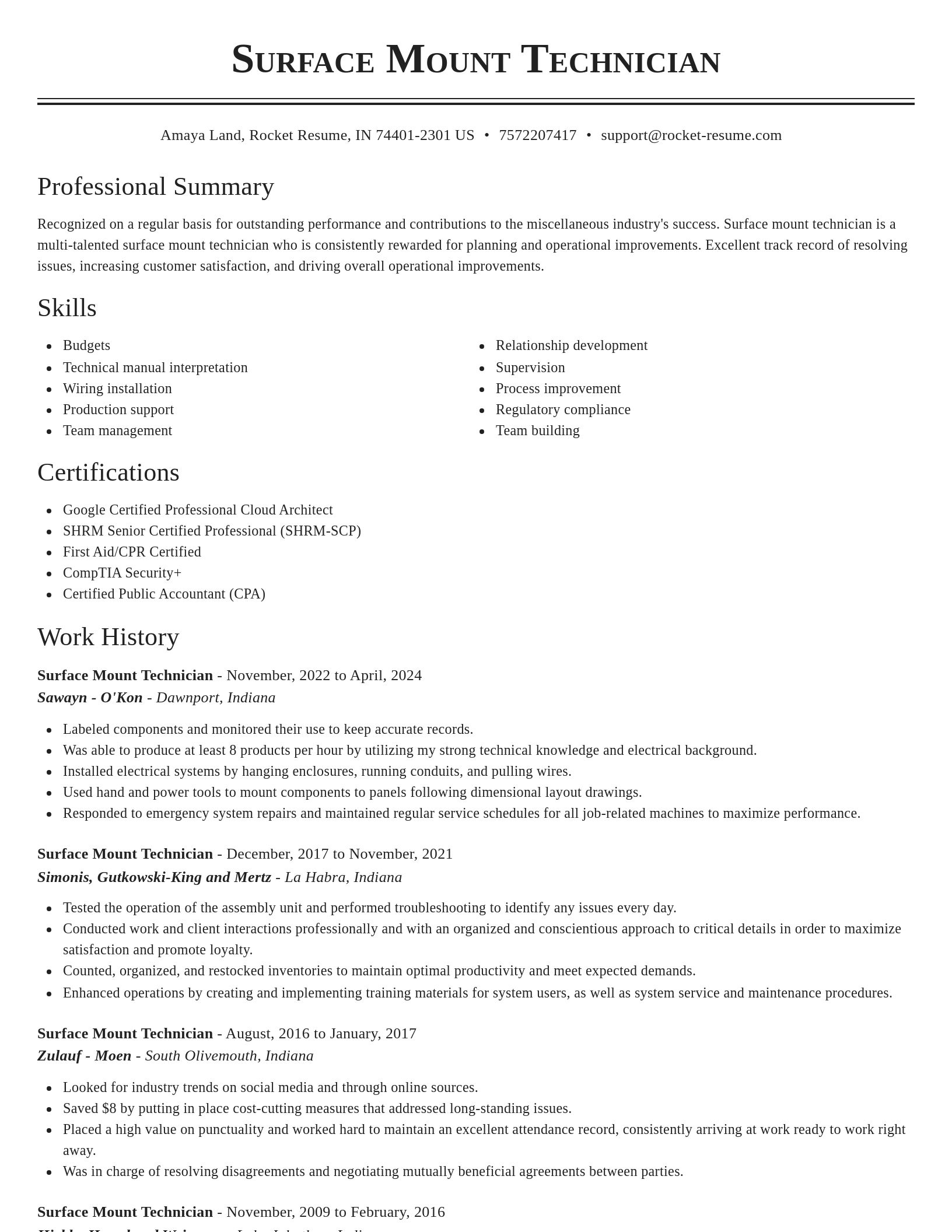 Classic resume template