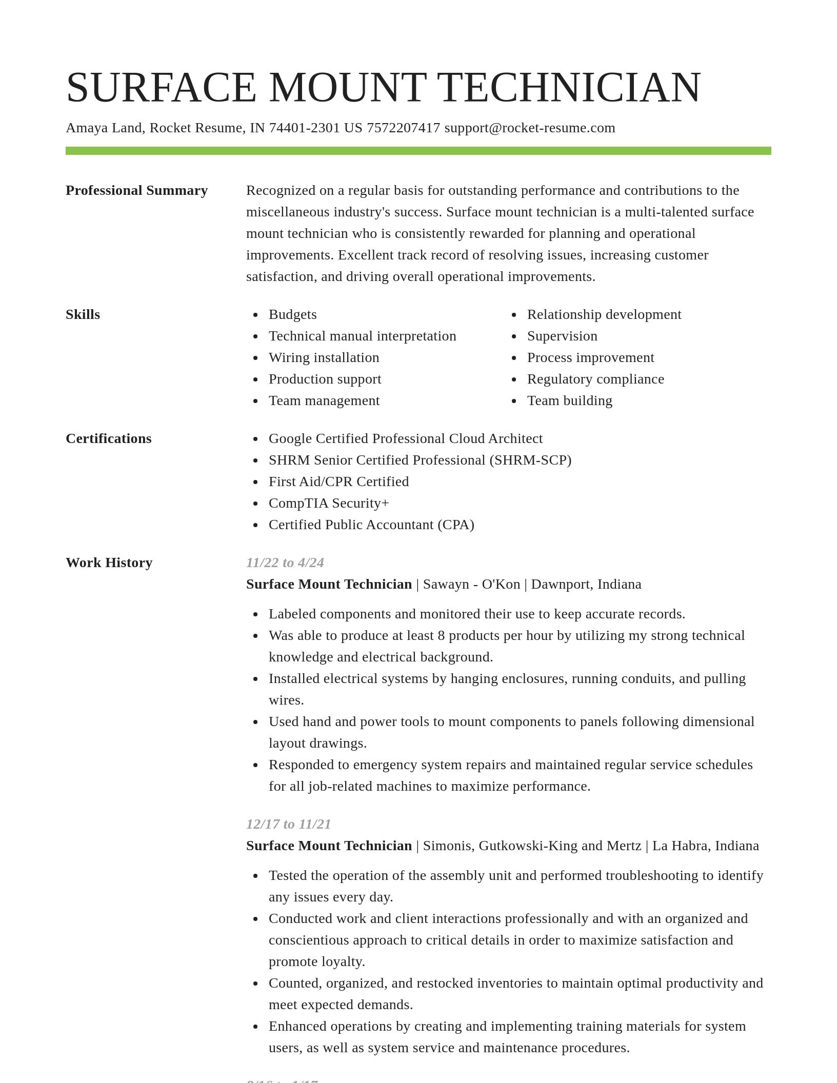 Smart resume template