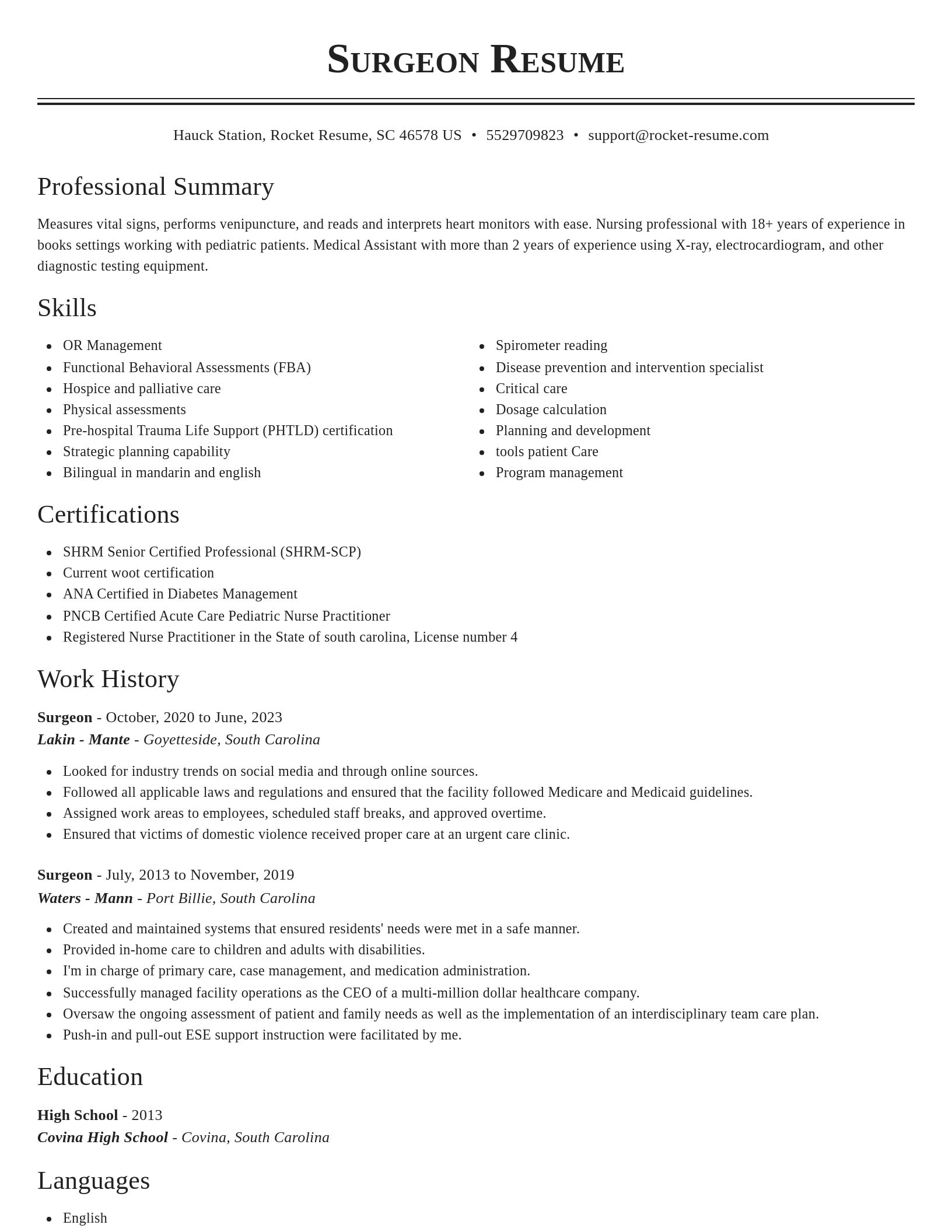Classic resume template