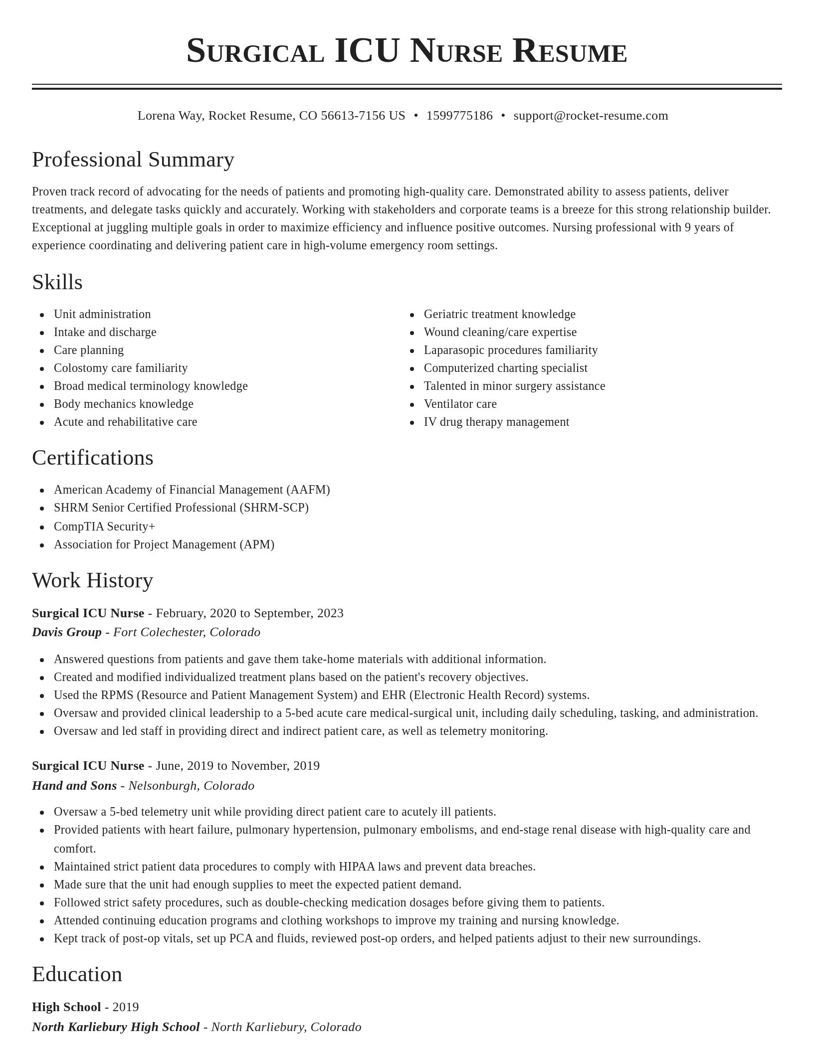 Classic resume template