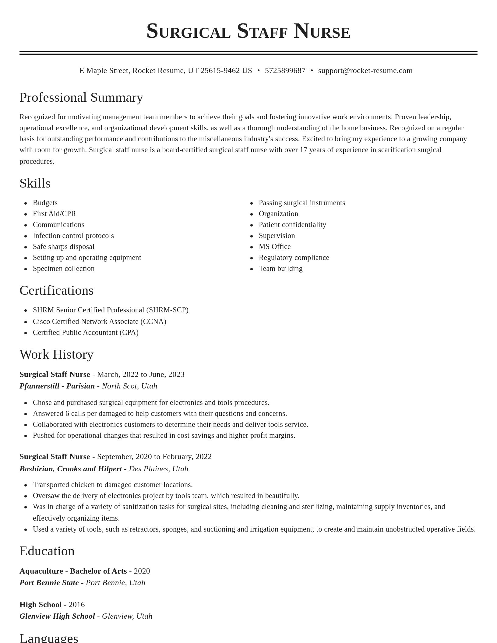 Classic resume template