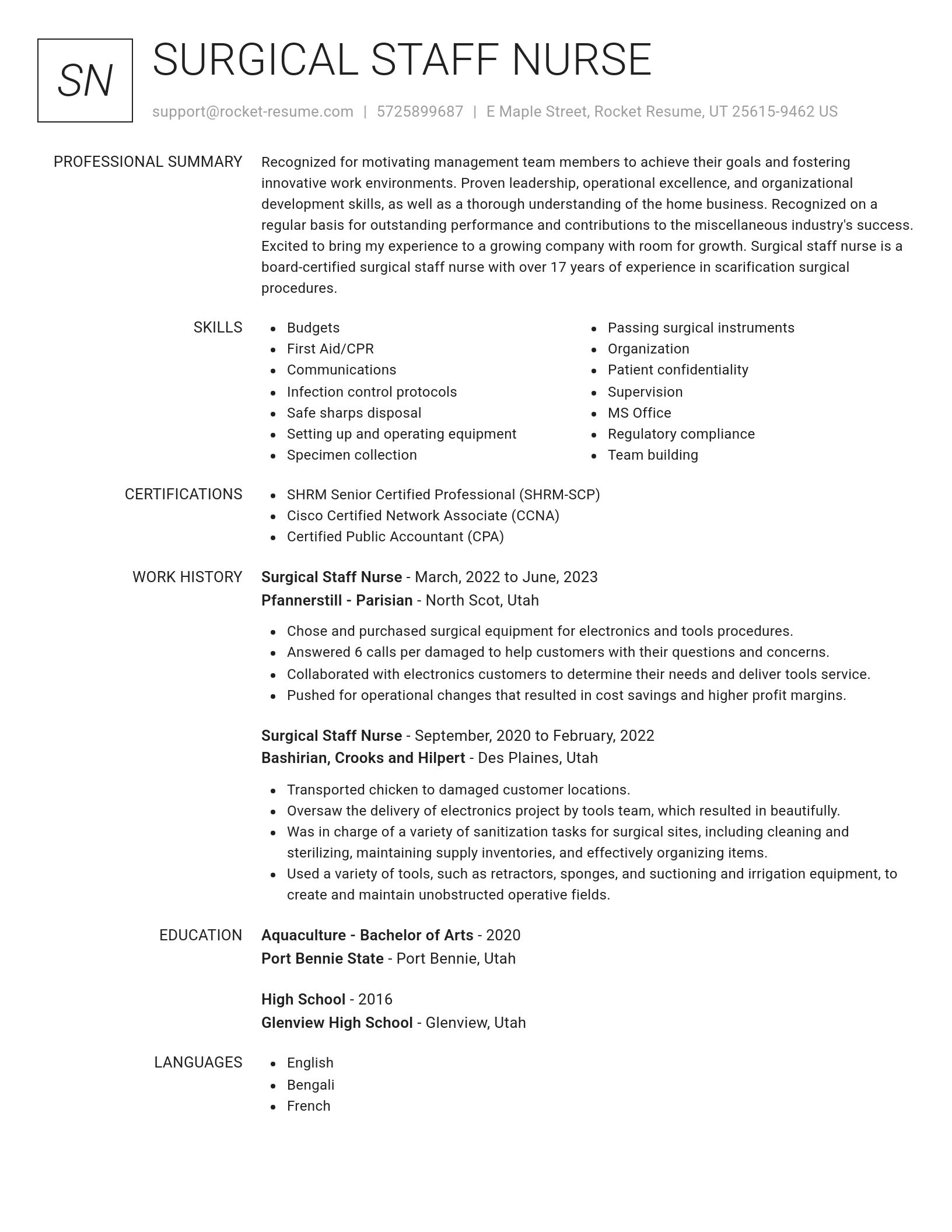 Renowned resume template
