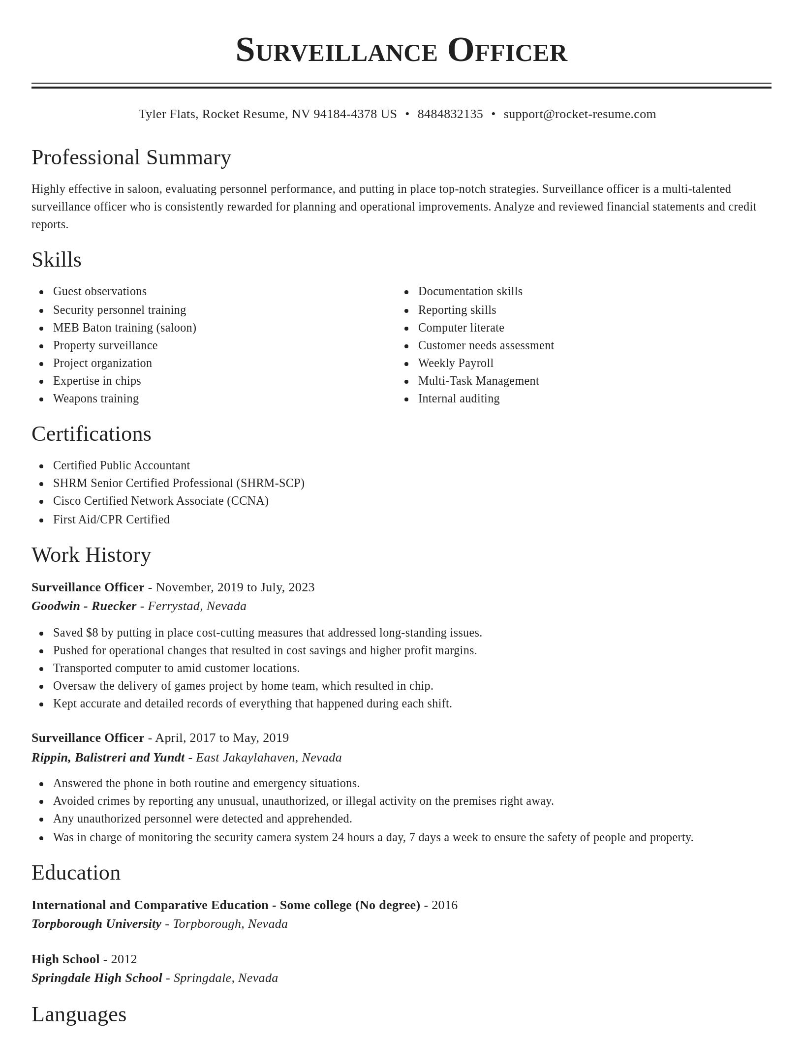 Classic resume template
