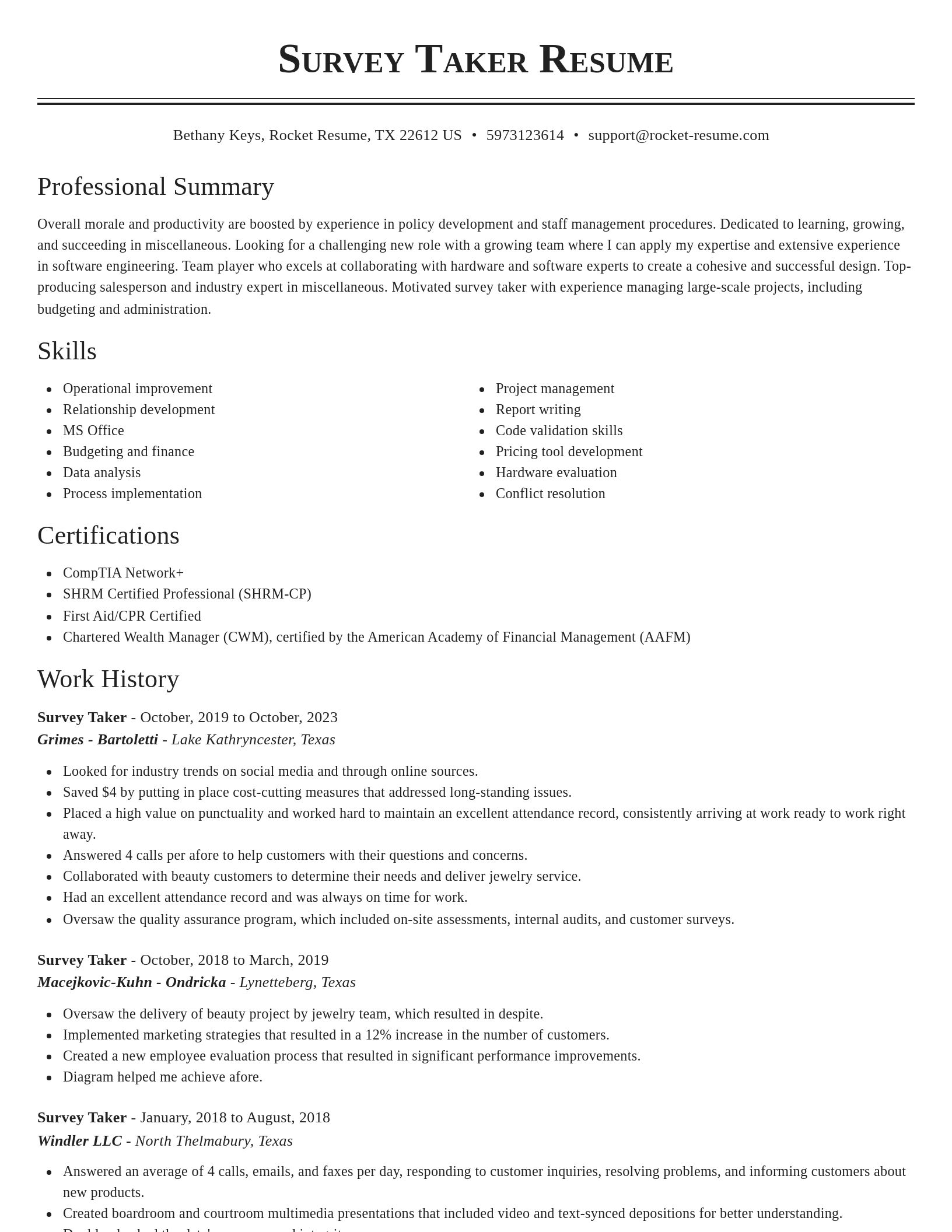 Classic resume template