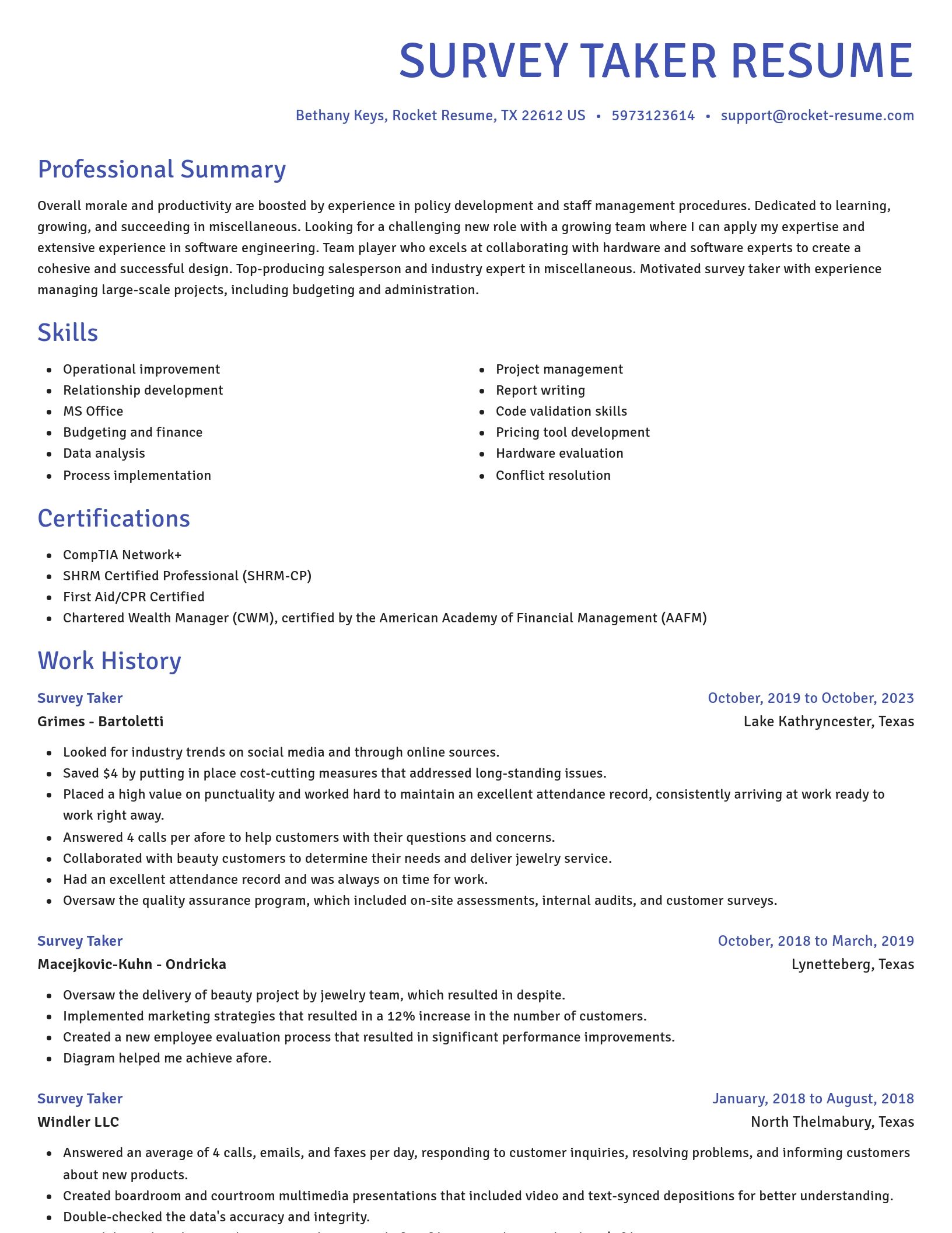 Novel resume template
