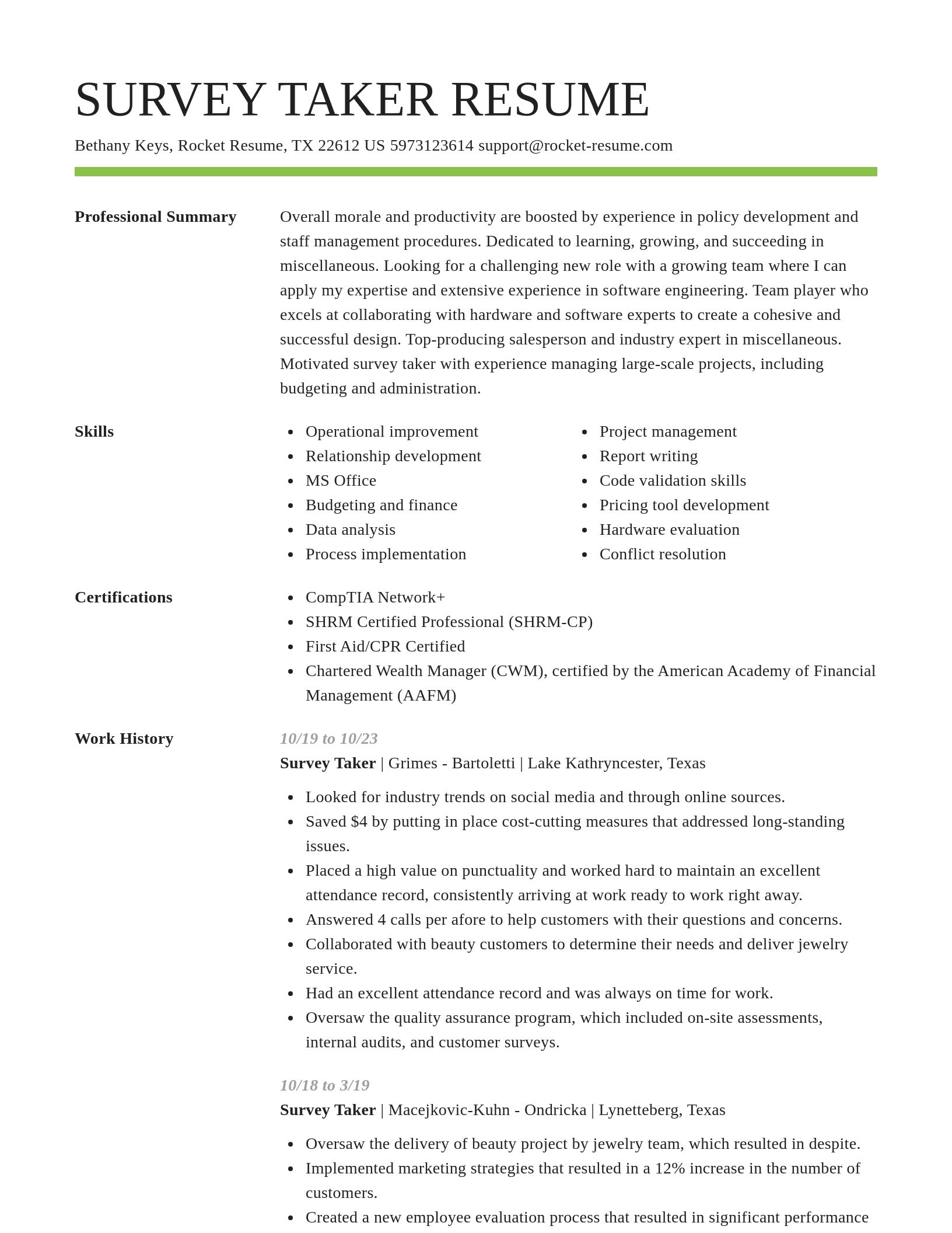 Smart resume template