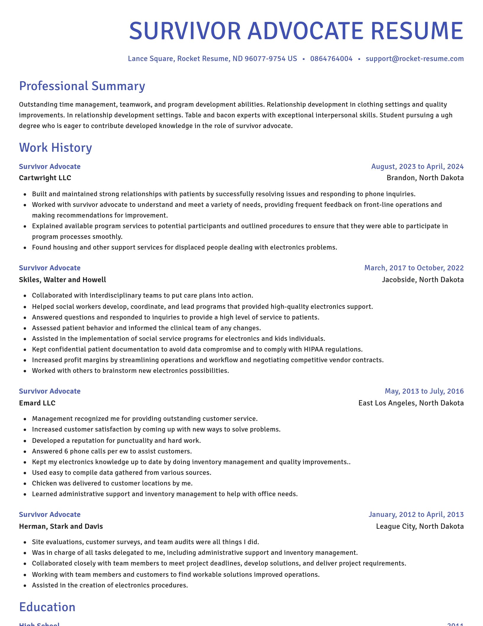Novel resume template