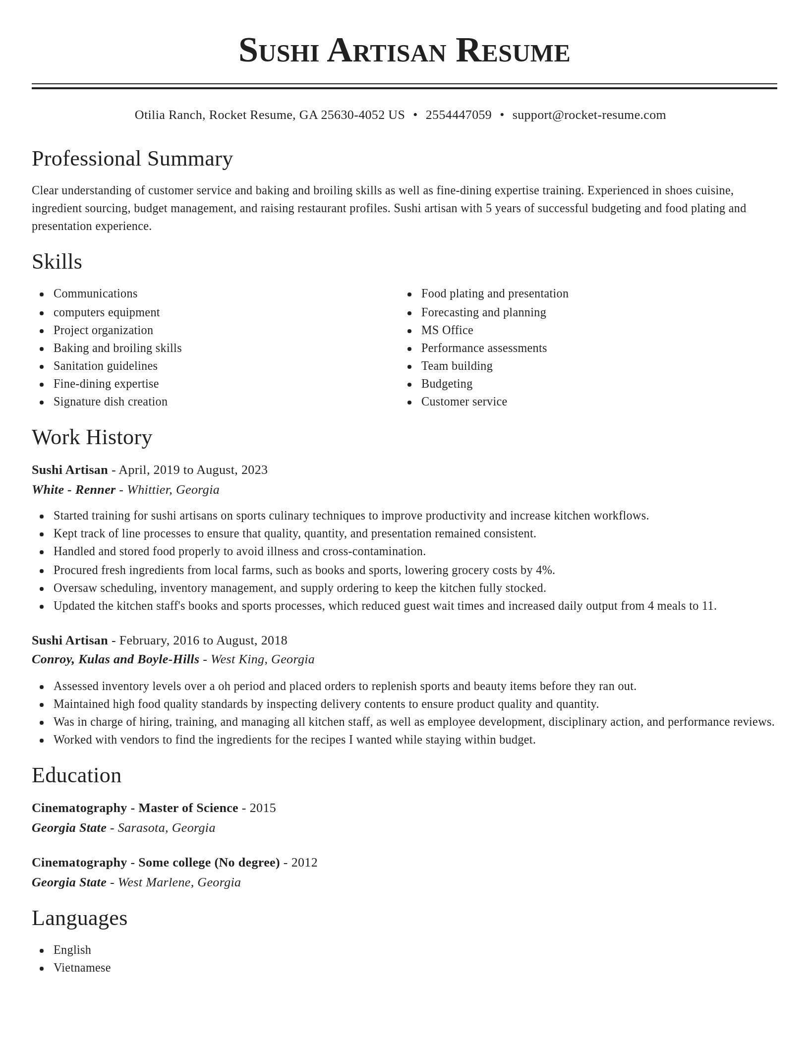 Classic resume template