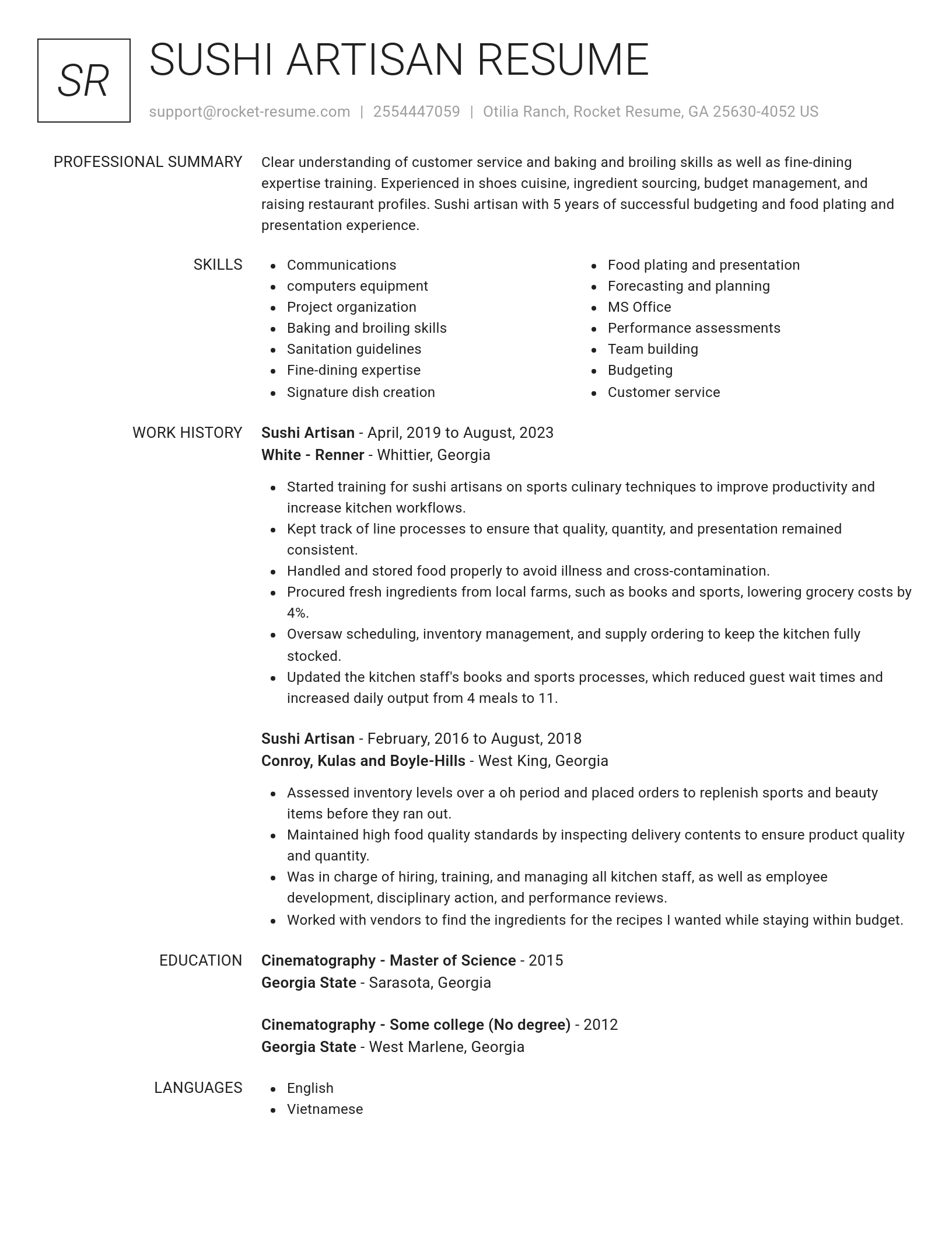 Renowned resume template