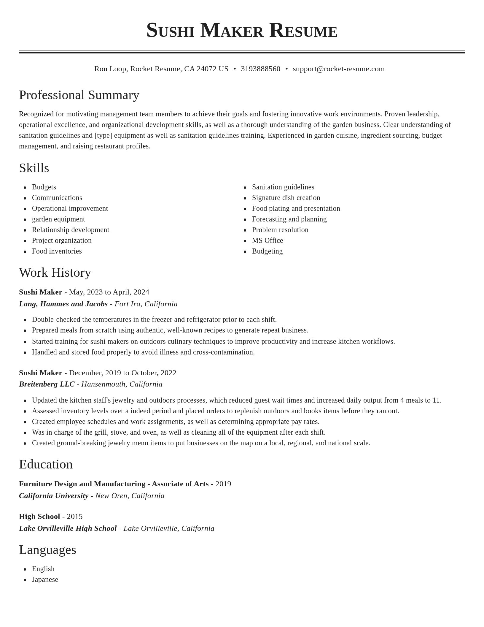 Classic resume template
