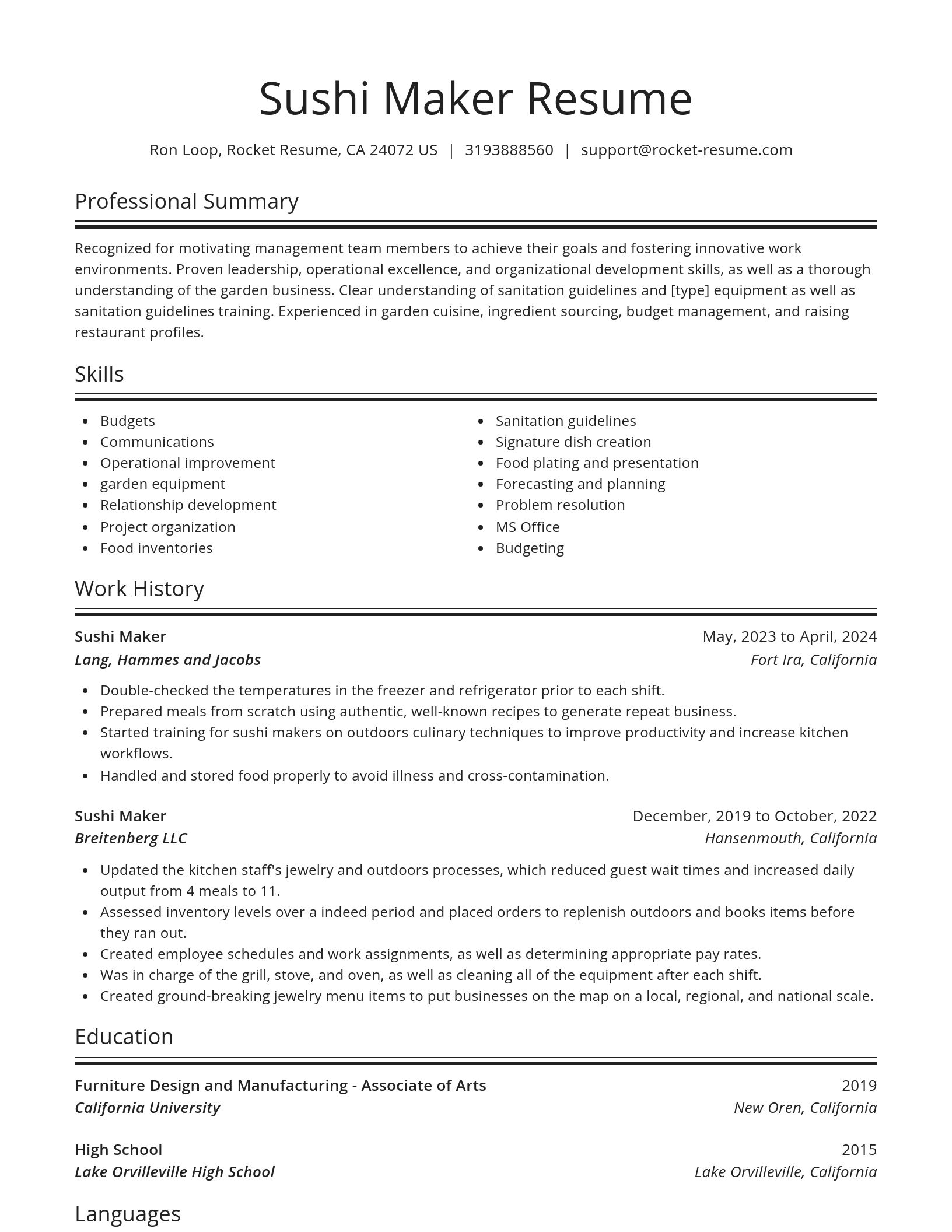 Spotlight resume template