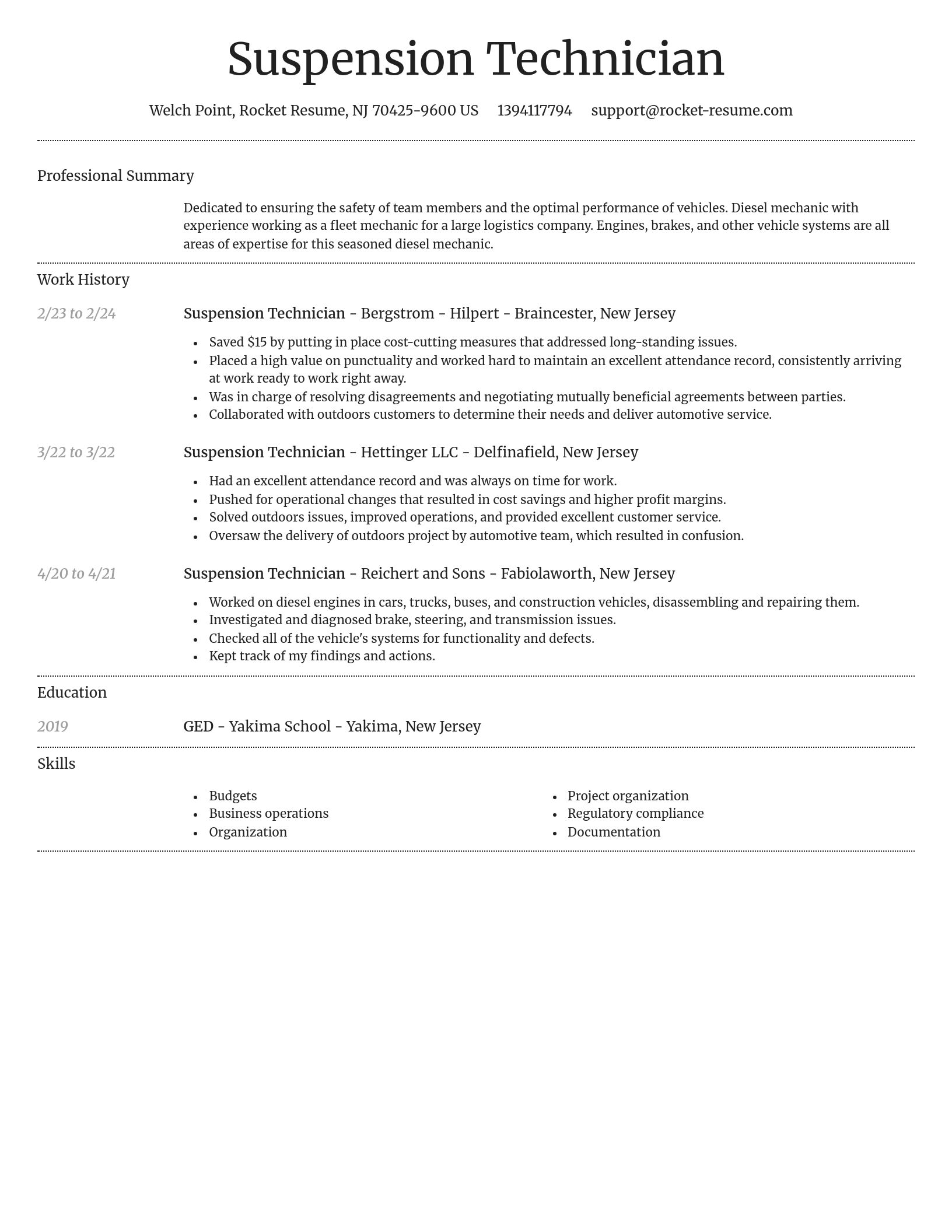 Dignified resume template