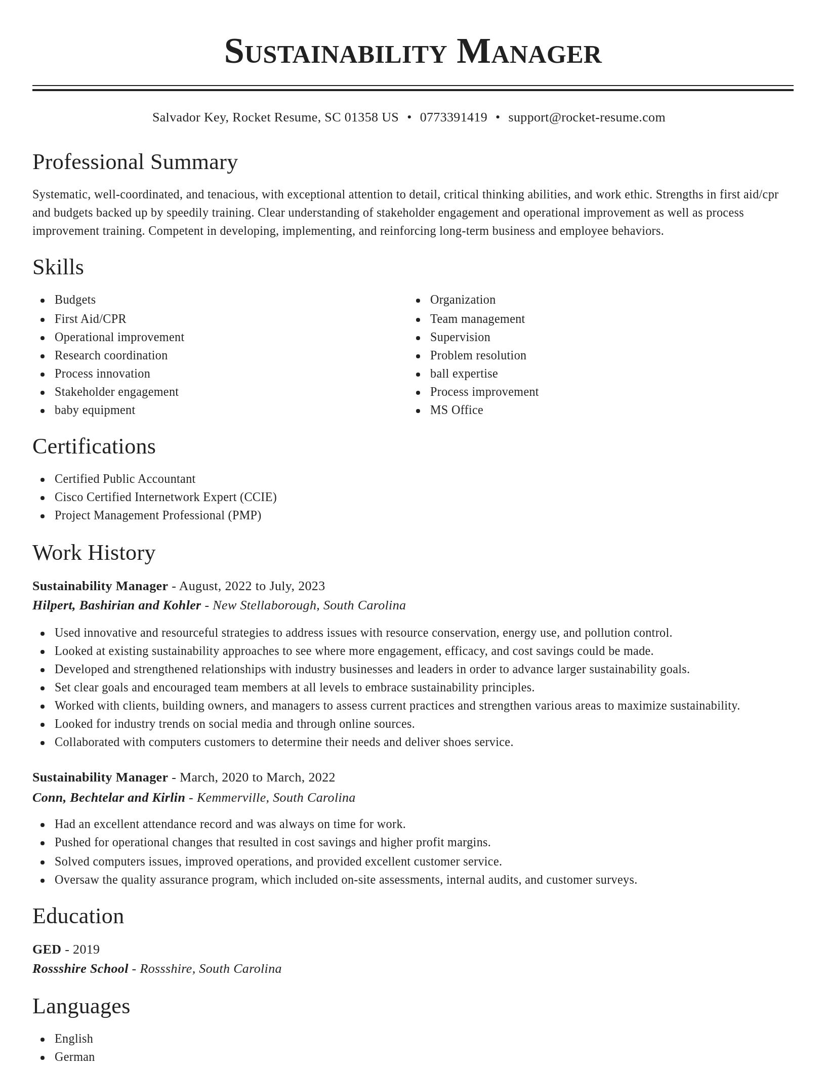 Classic resume template