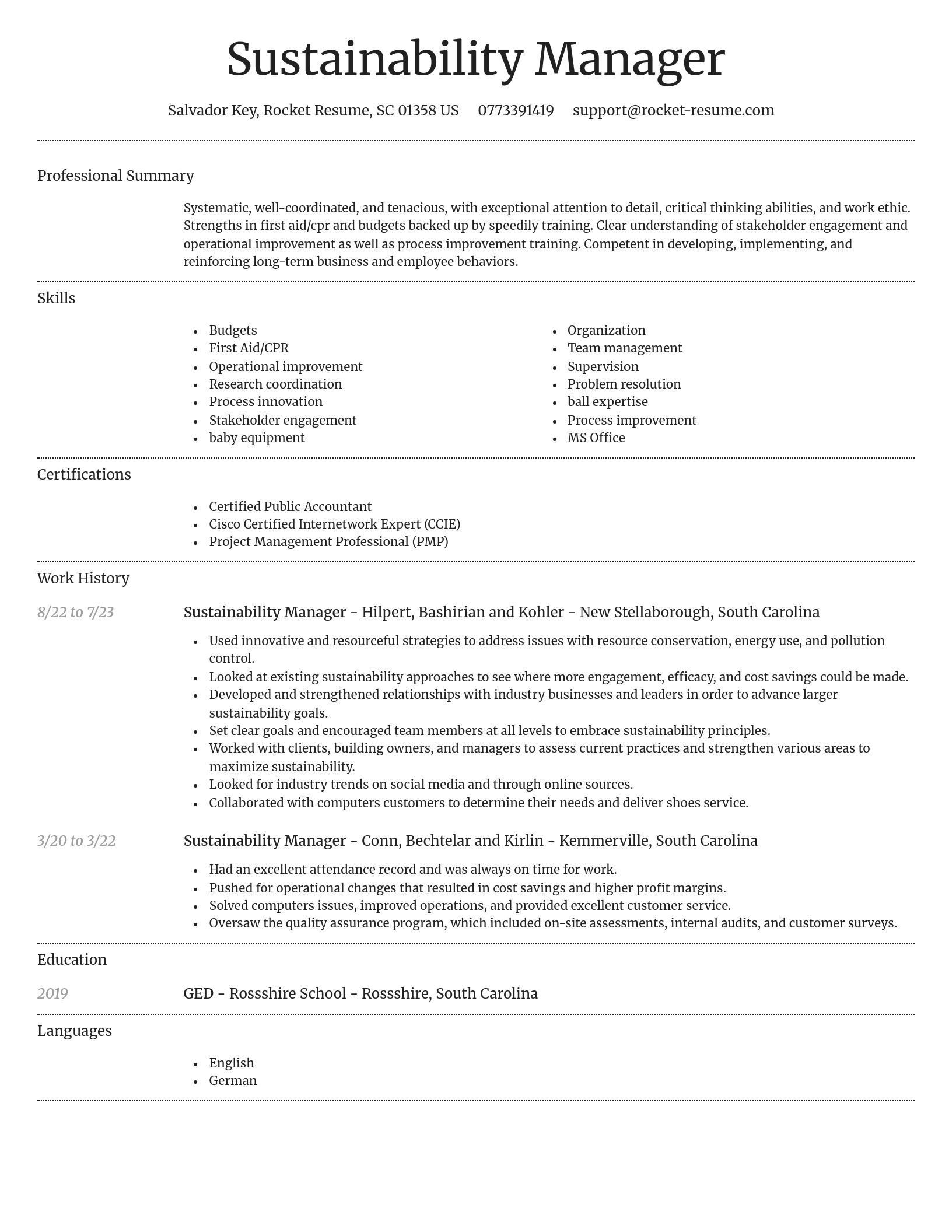 Dignified resume template