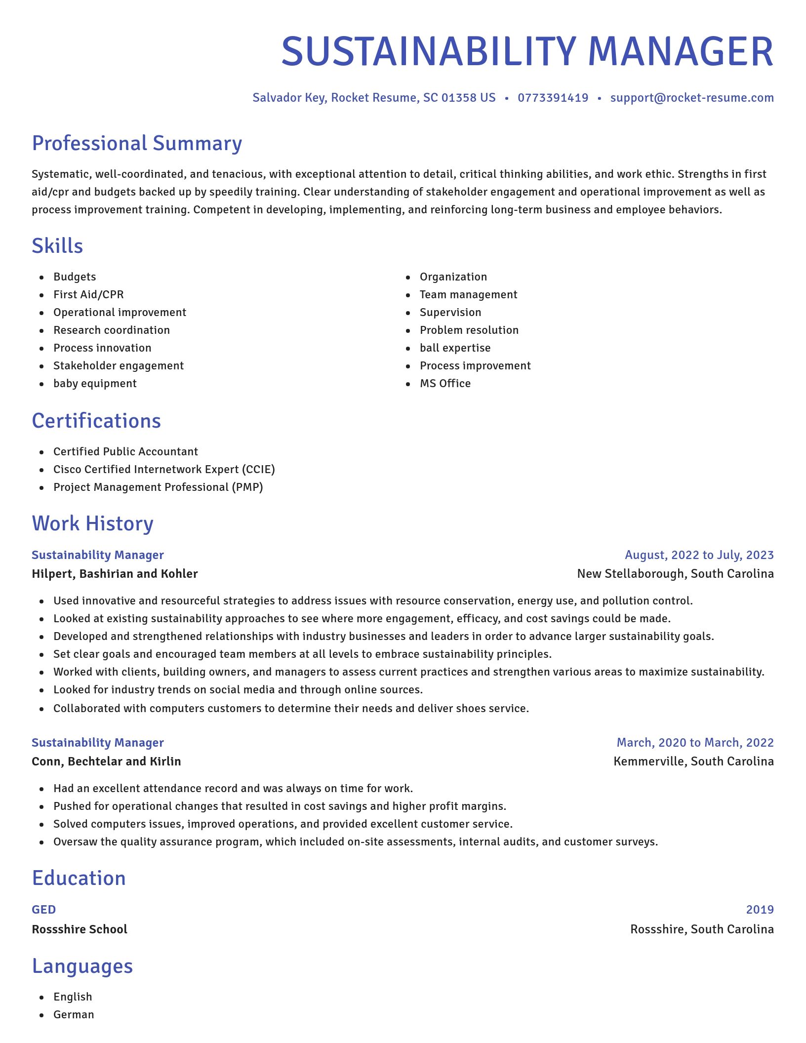 Novel resume template