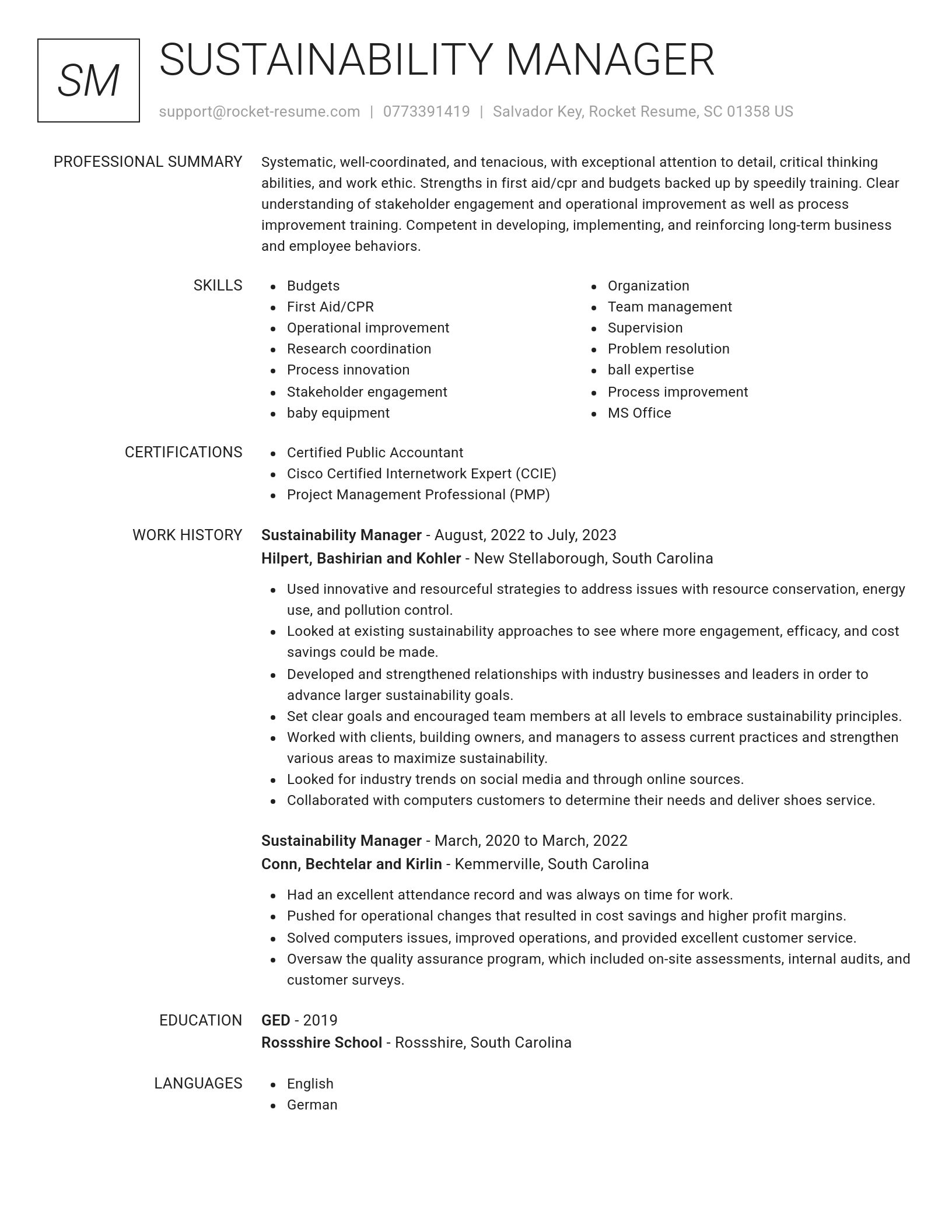 Renowned resume template