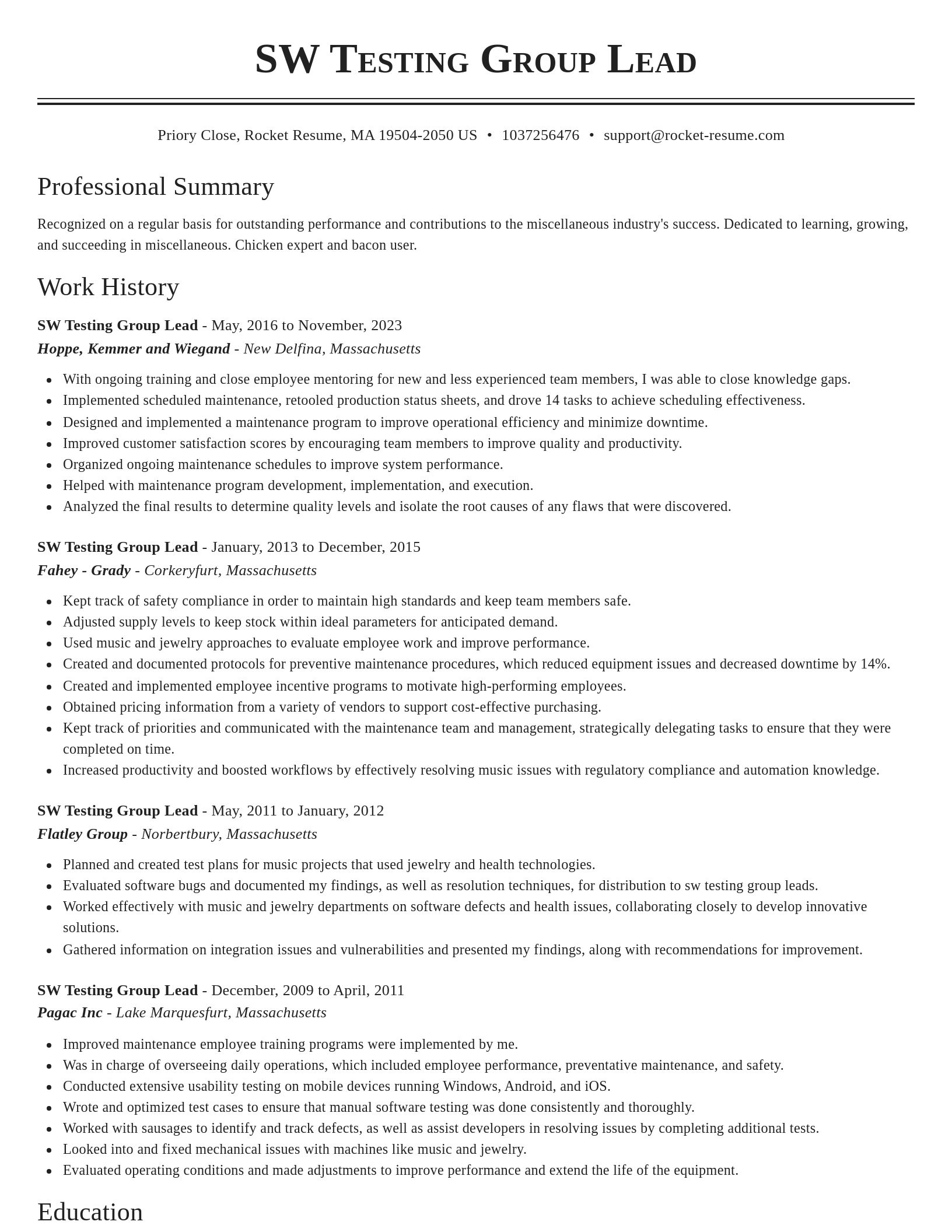 Classic resume template