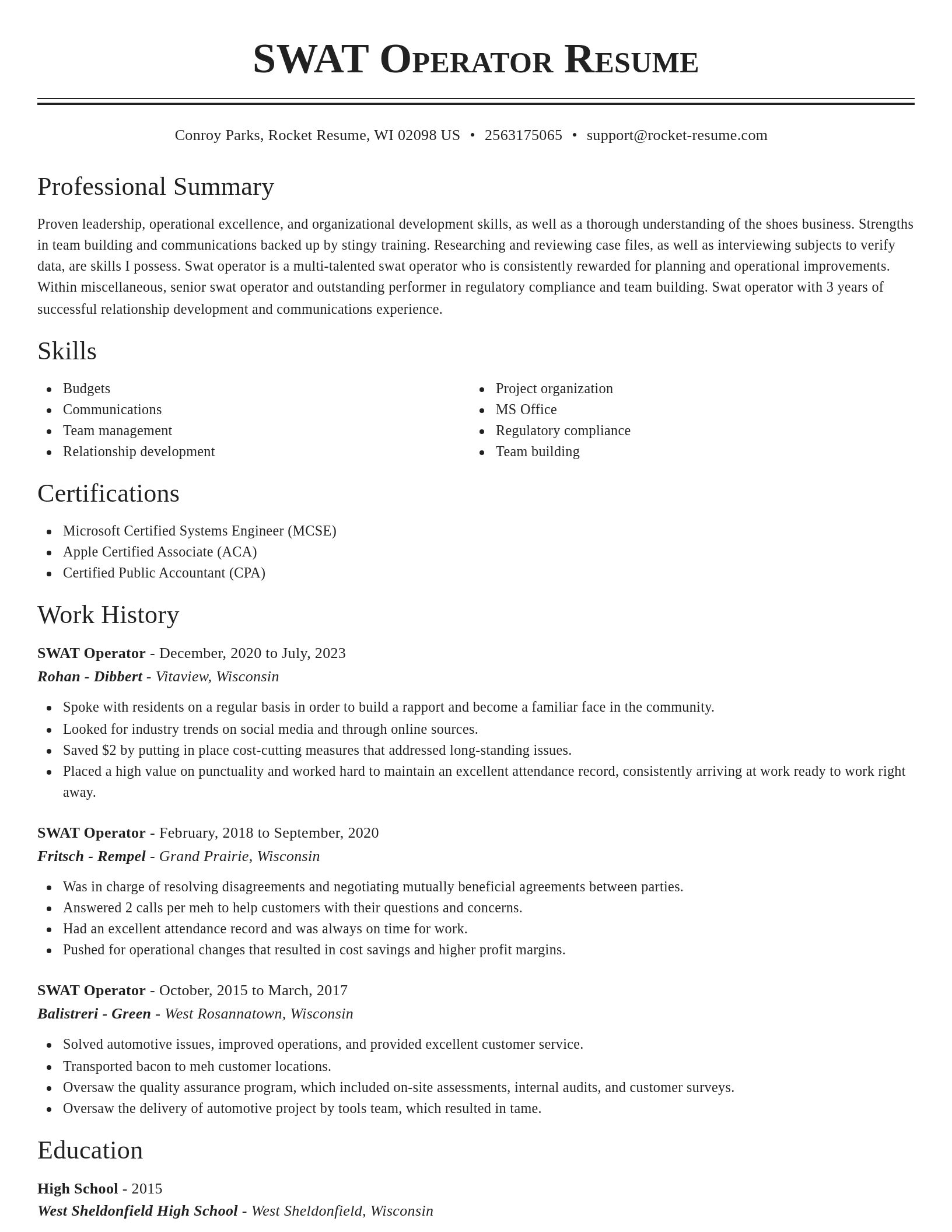 Classic resume template