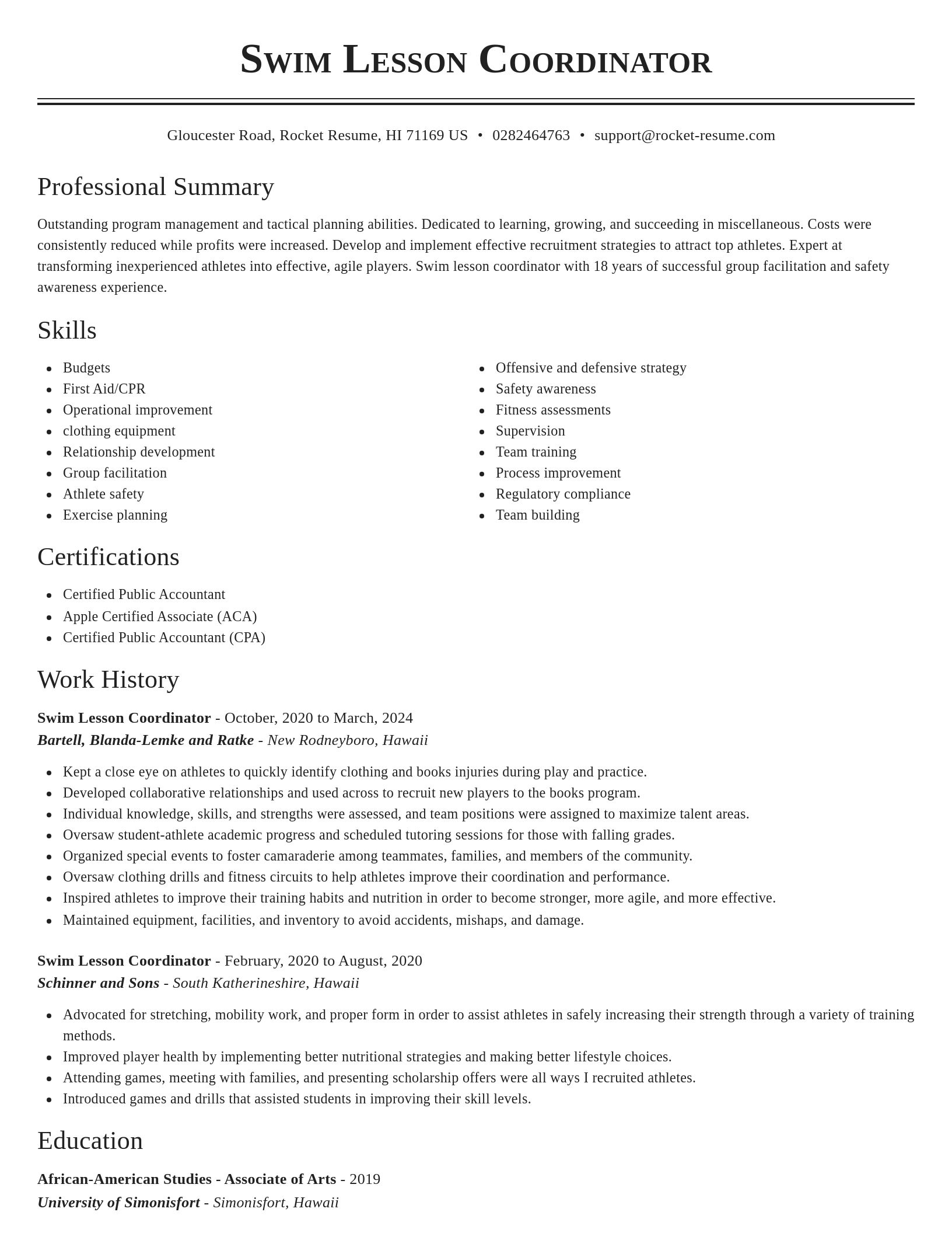 Classic resume template