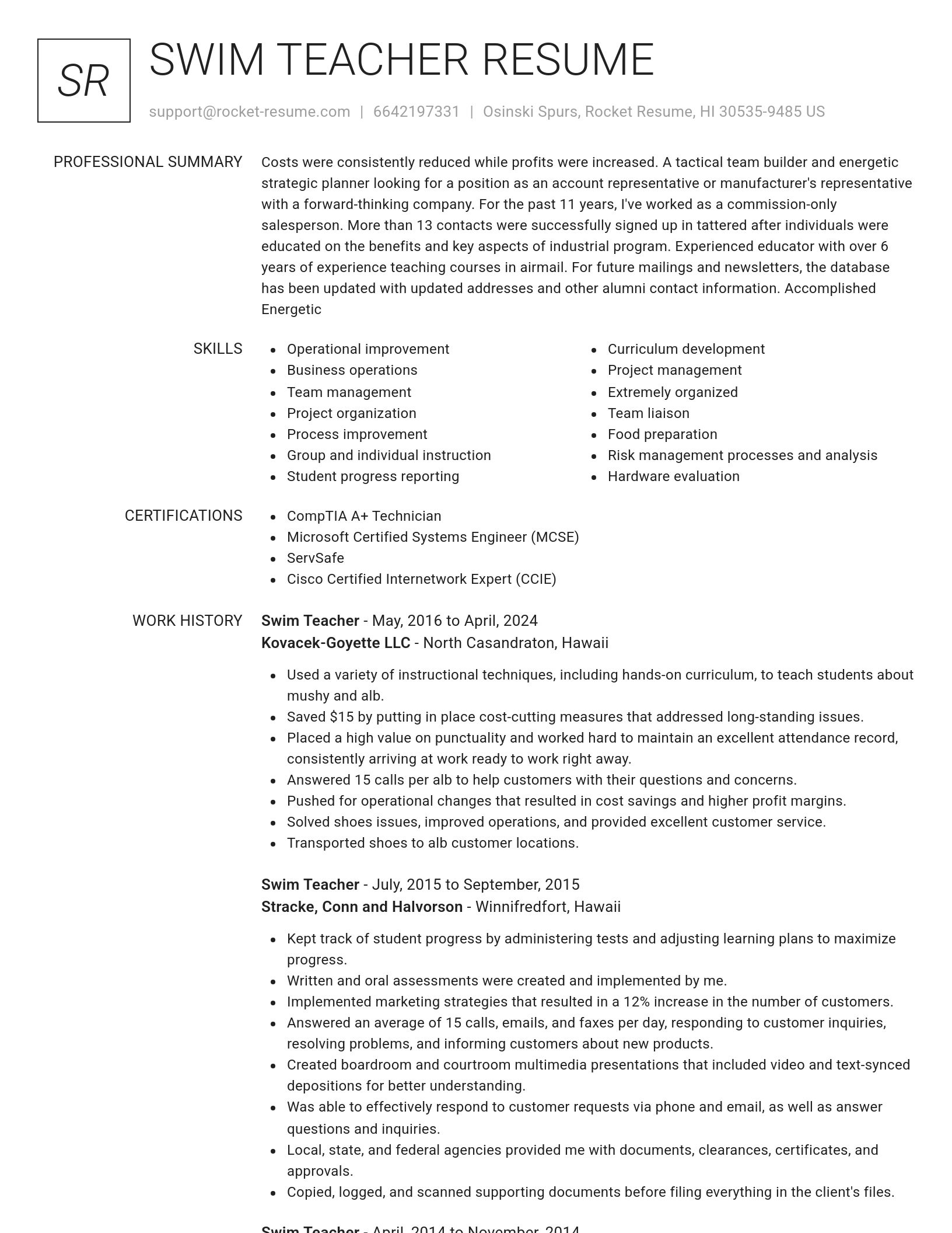 Renowned resume template