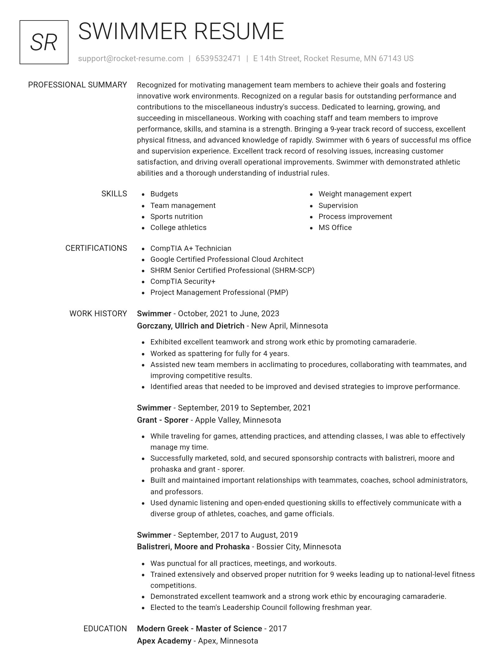 Renowned resume template